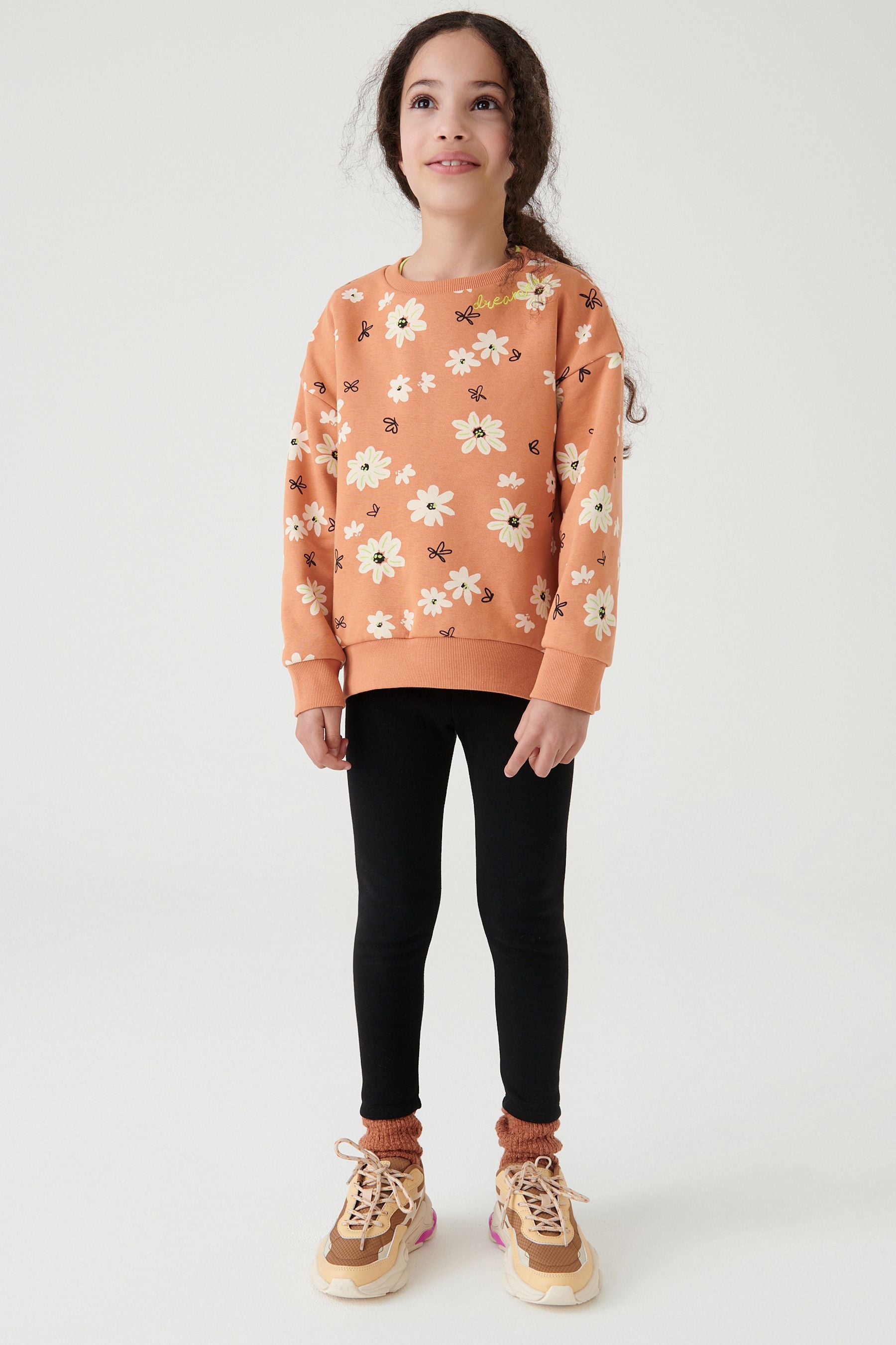 Rust Brown Floral Crew Sweatshirt Top (3-16yrs)