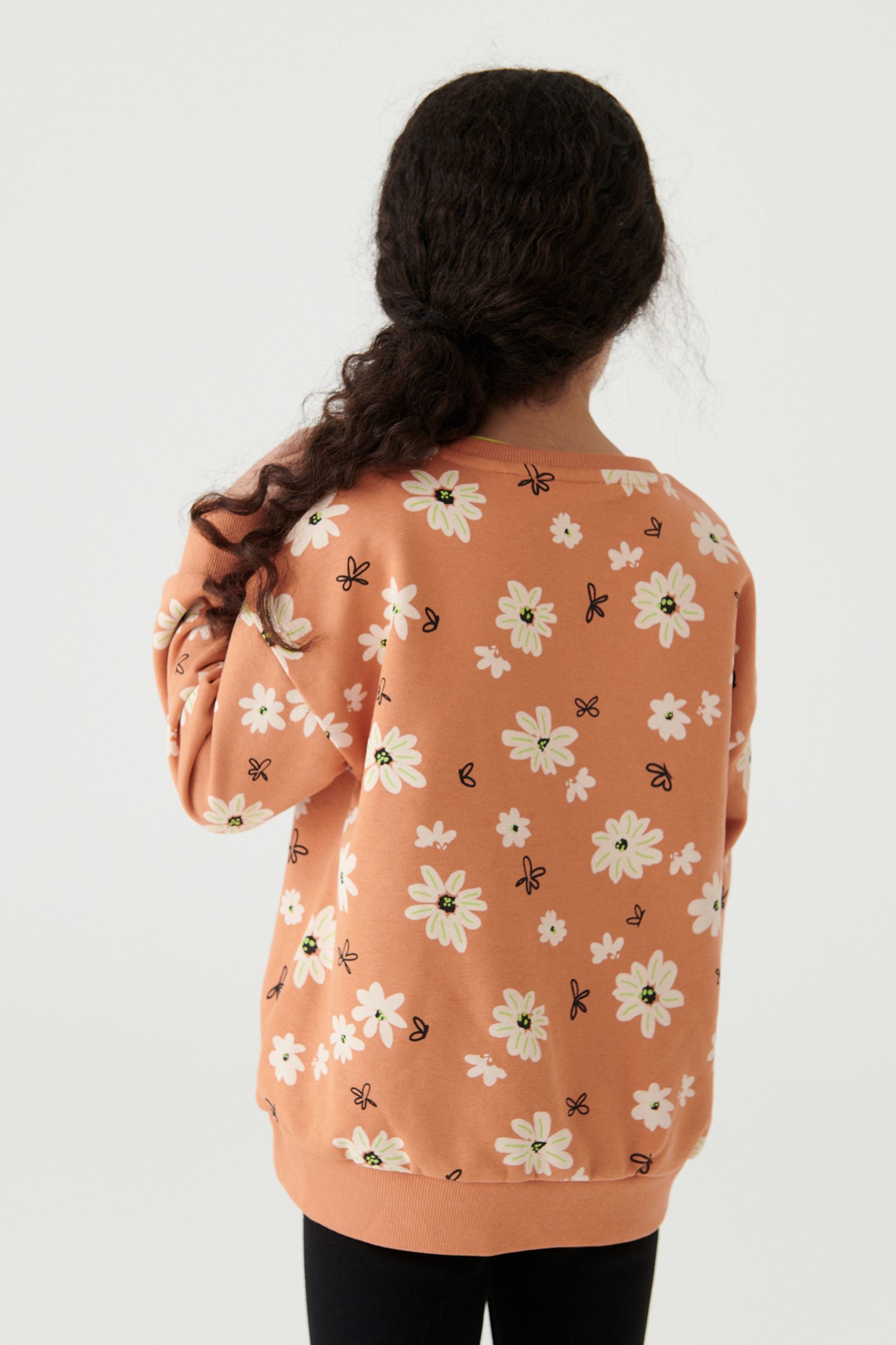 Rust Brown Floral Crew Sweatshirt Top (3-16yrs)