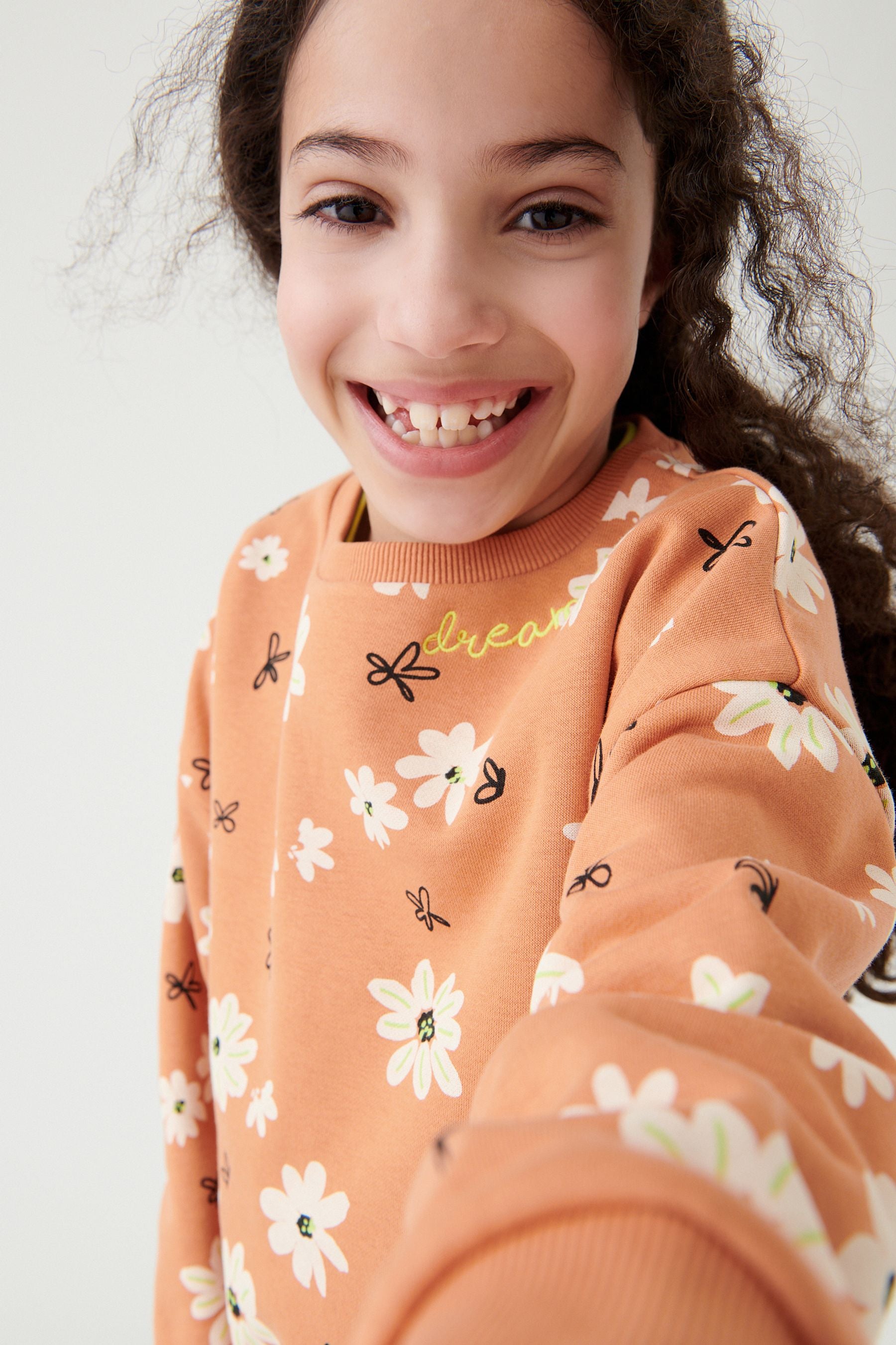 Rust Brown Floral Crew Sweatshirt Top (3-16yrs)