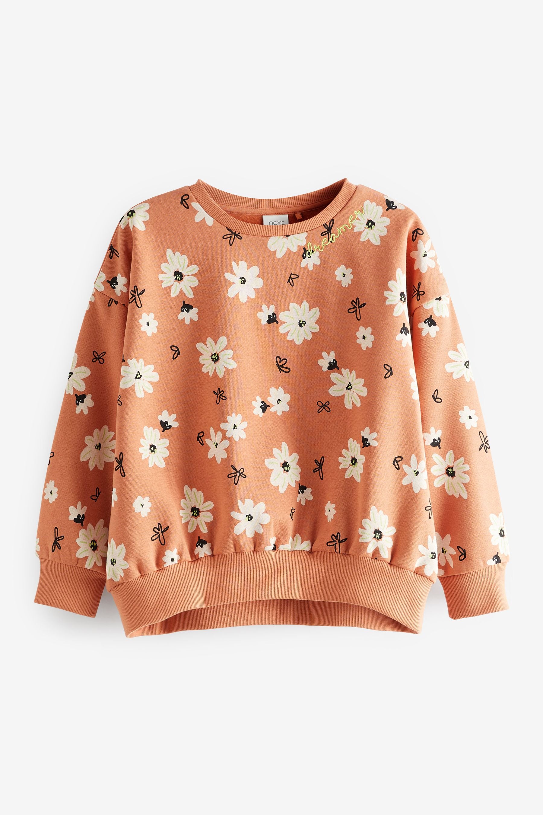 Rust Brown Floral Crew Sweatshirt Top (3-16yrs)