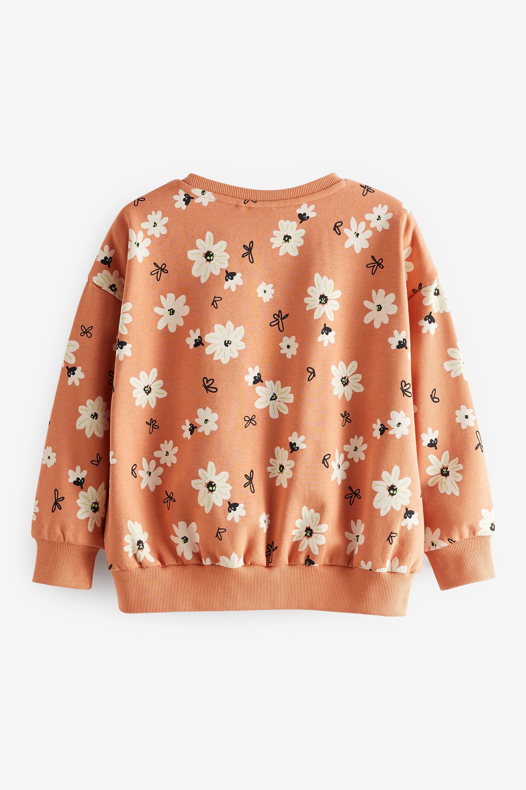 Rust Brown Floral Crew Sweatshirt Top (3-16yrs)