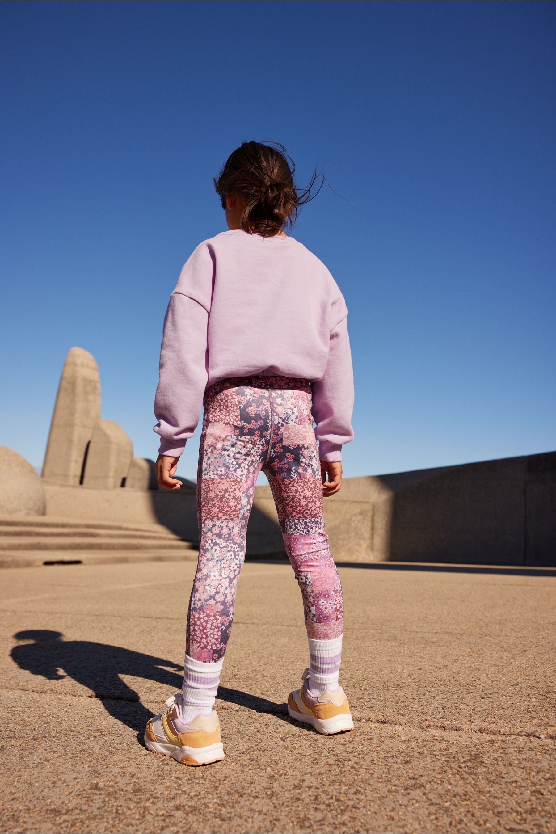 Lilac Purple/Pink Pretty Floral Sweat Top And Sports Leggings Set (3-16yrs)