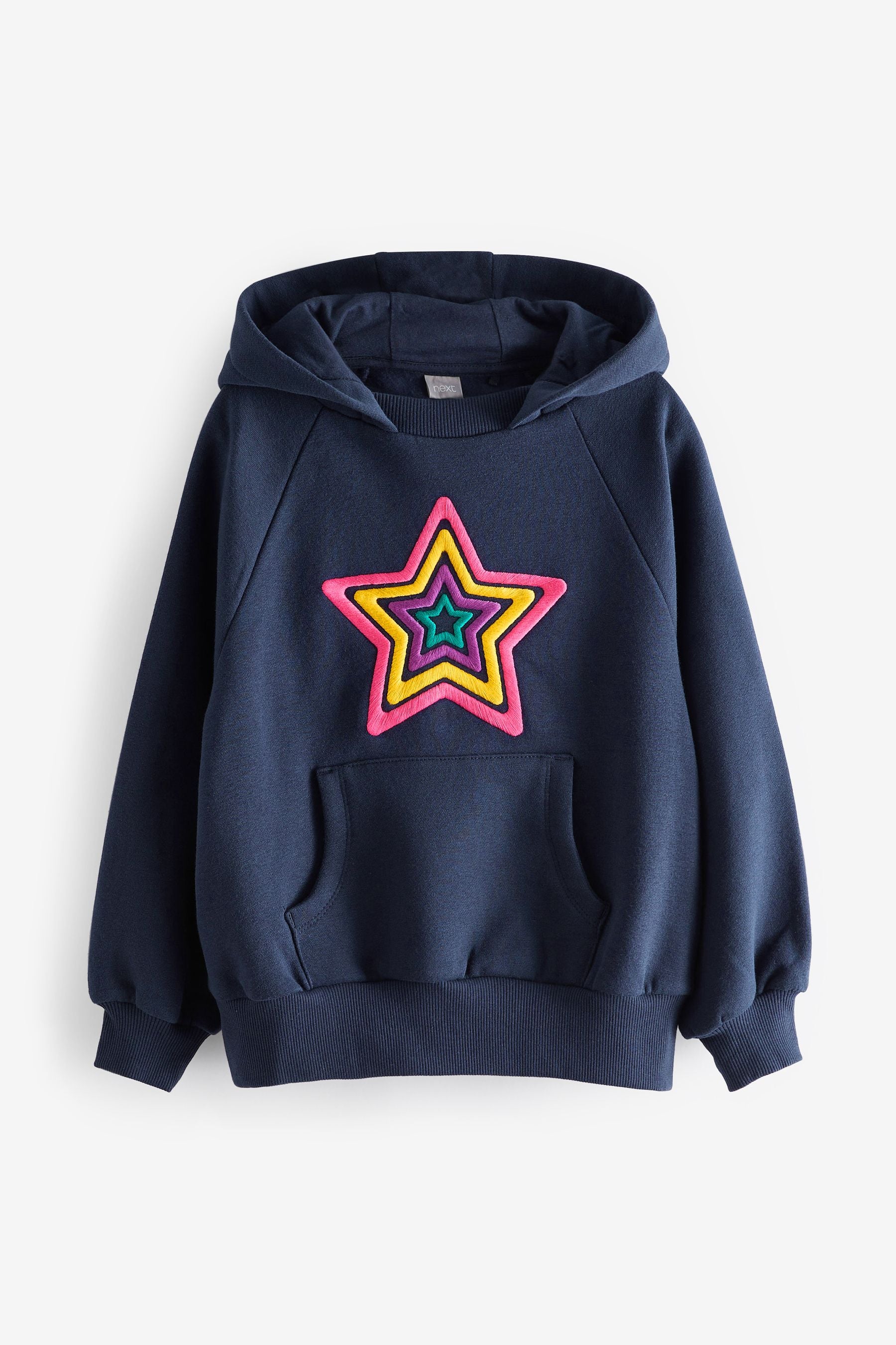 Navy Blue Embroidered Rainbow Star Hoodie (3-16yrs)