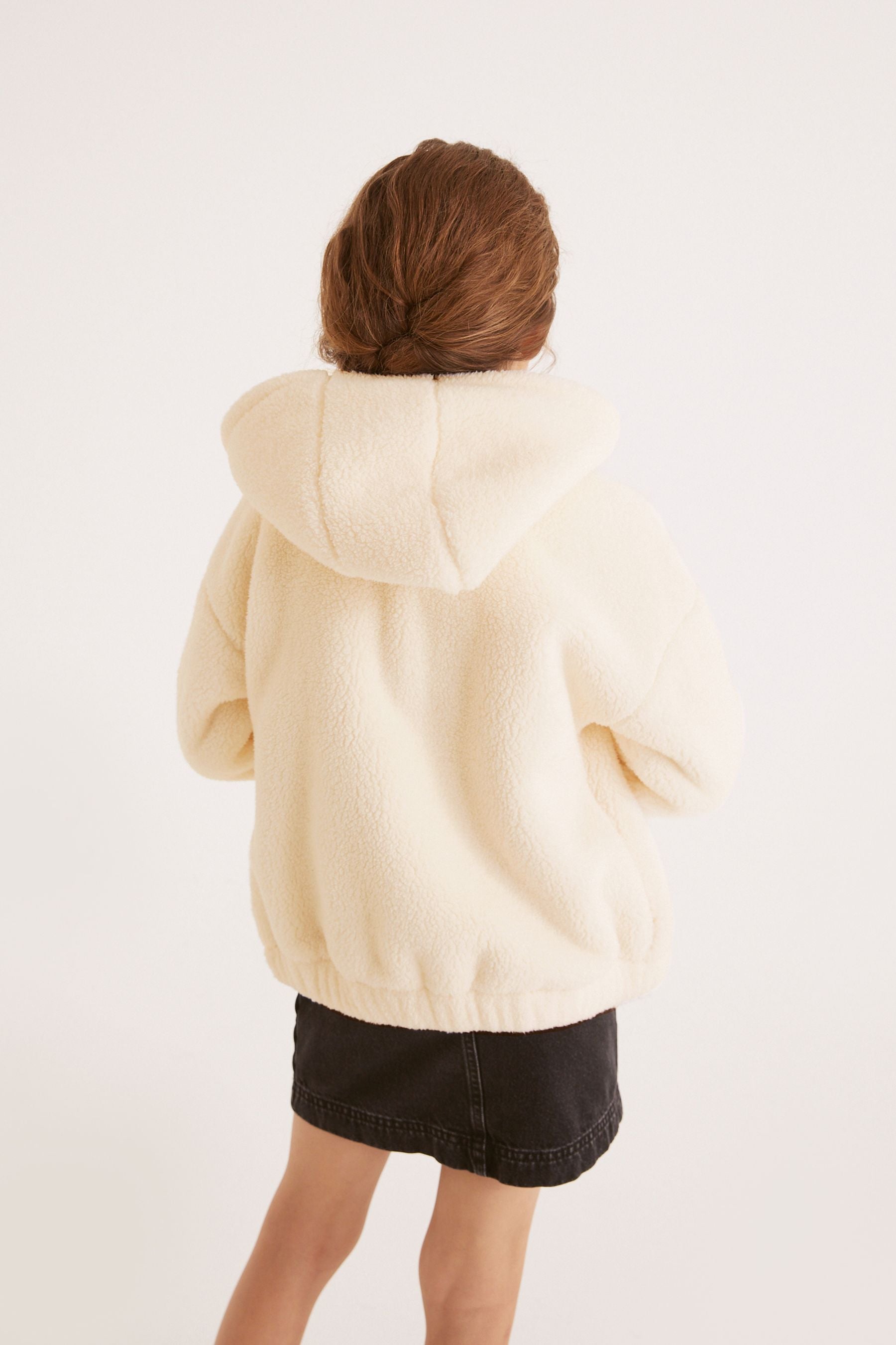 Cream Fleece Zip Hoodie Jacket (3-16yrs)