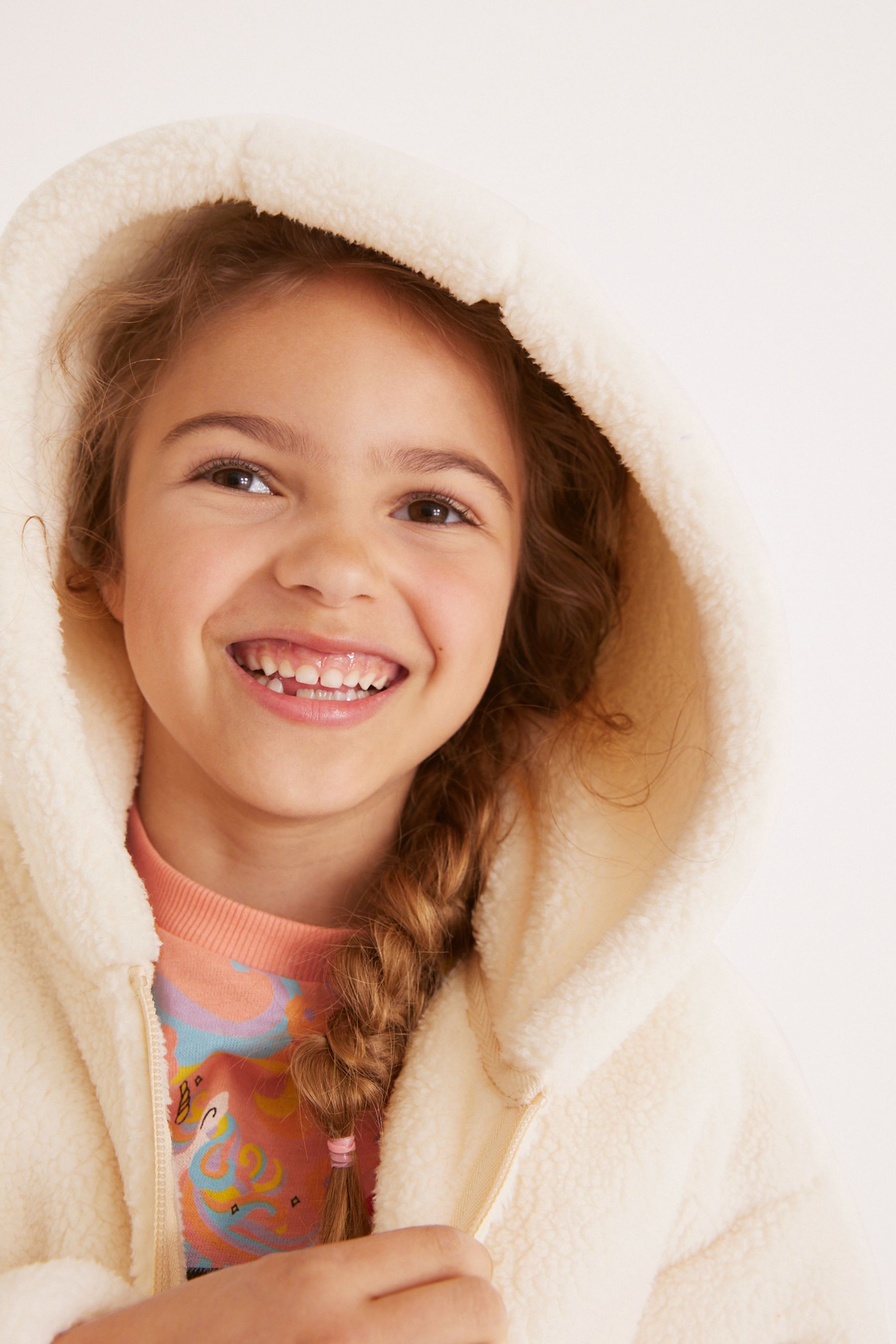 Cream Fleece Zip Hoodie Jacket (3-16yrs)