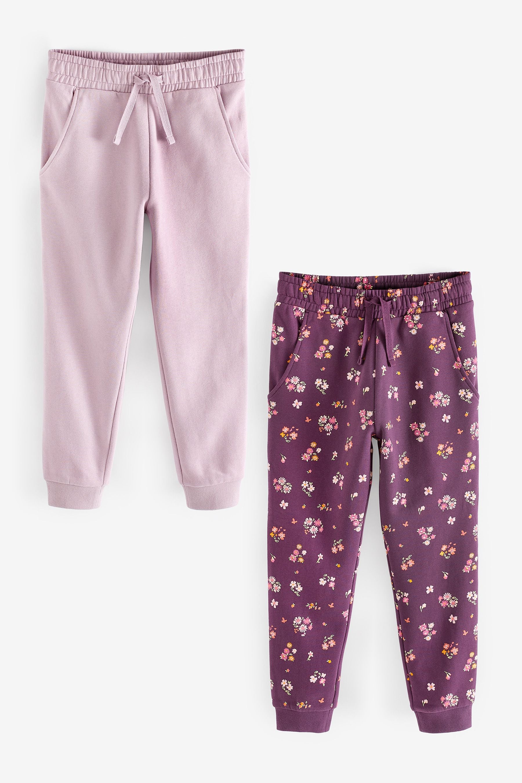 Pink/Purple Floral Print 2 Pack Joggers (3-16yrs)