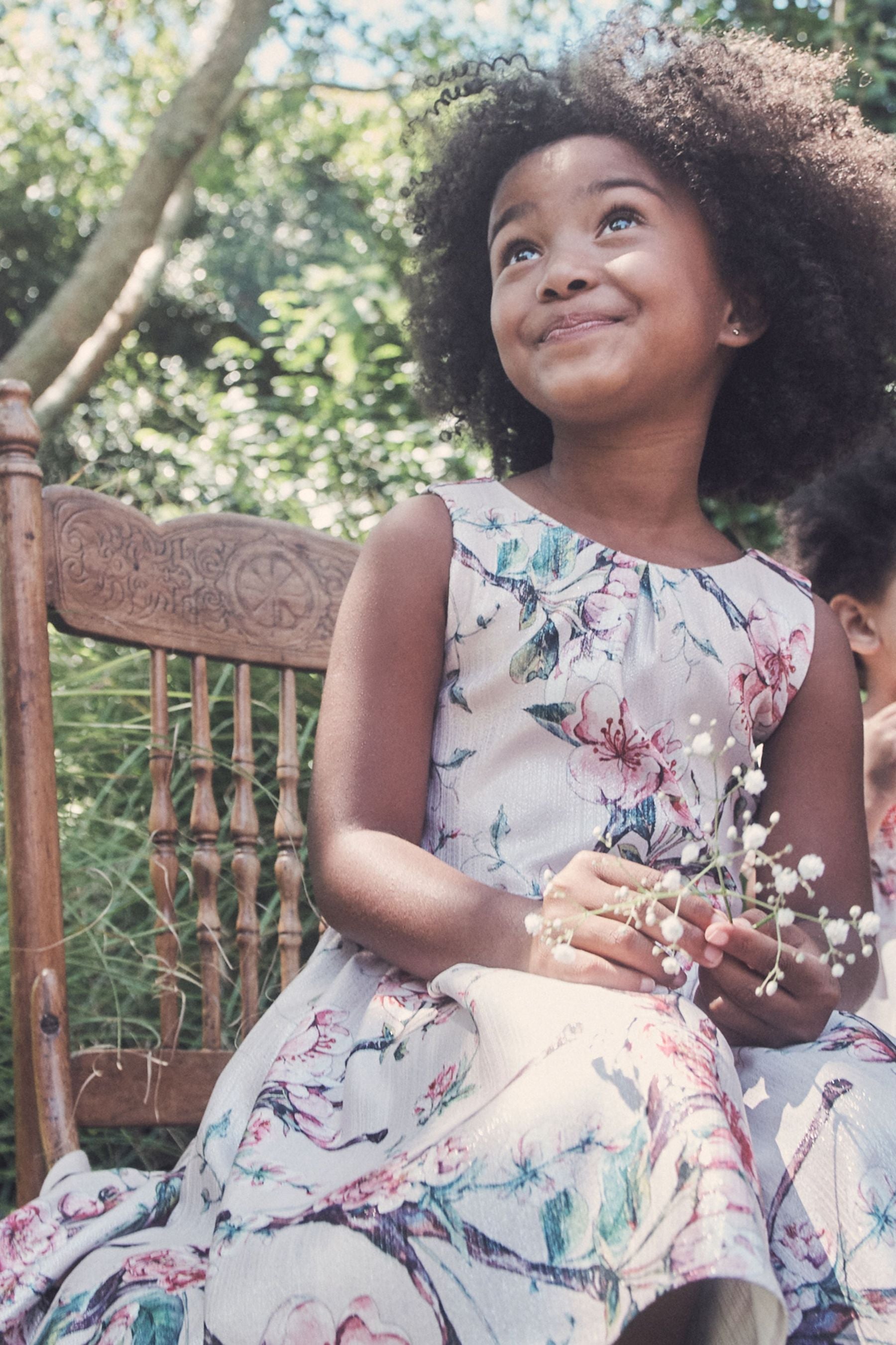 Pink Floral Print Metallic Dress (3-16yrs)