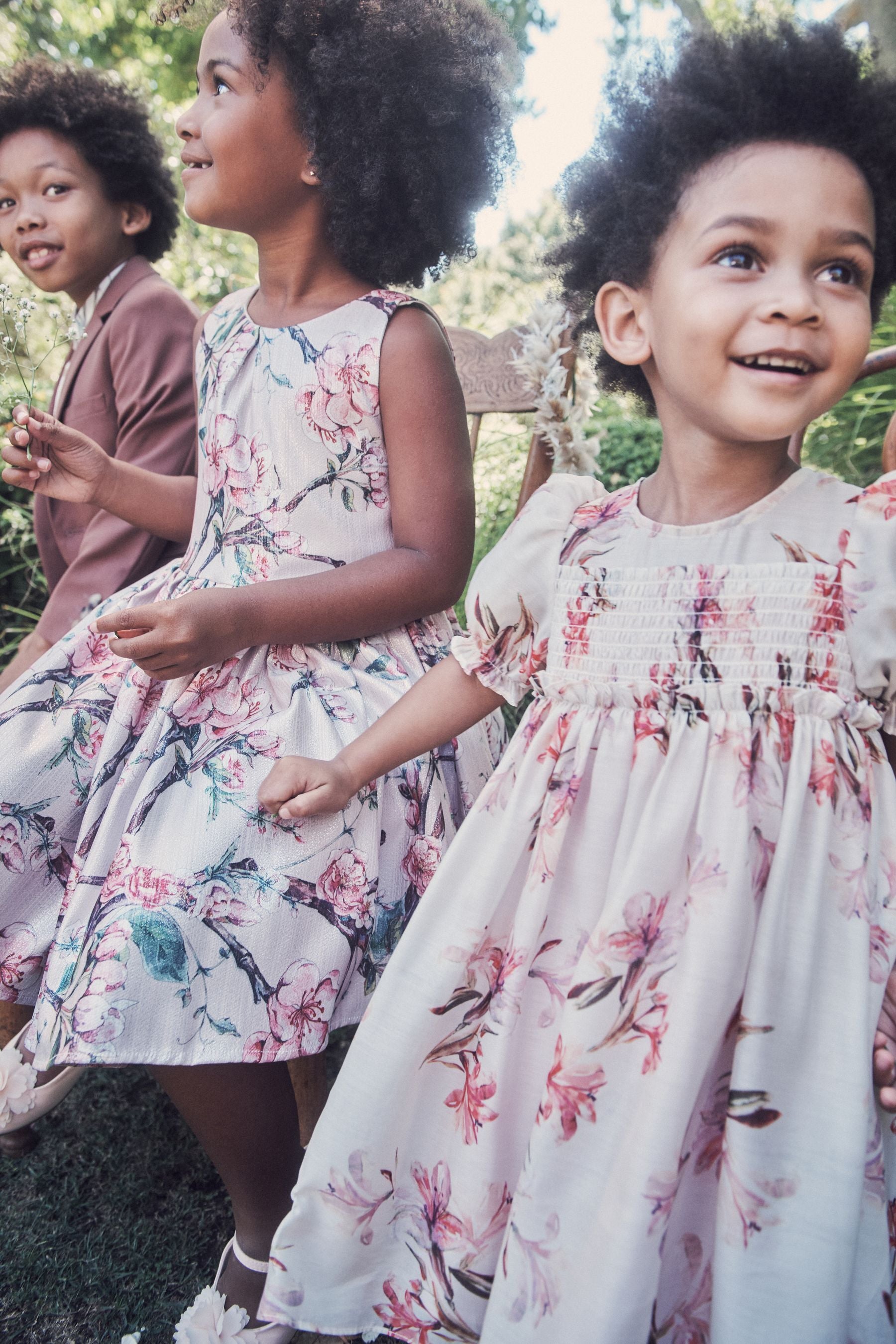 Pink Floral Print Metallic Dress (3-16yrs)