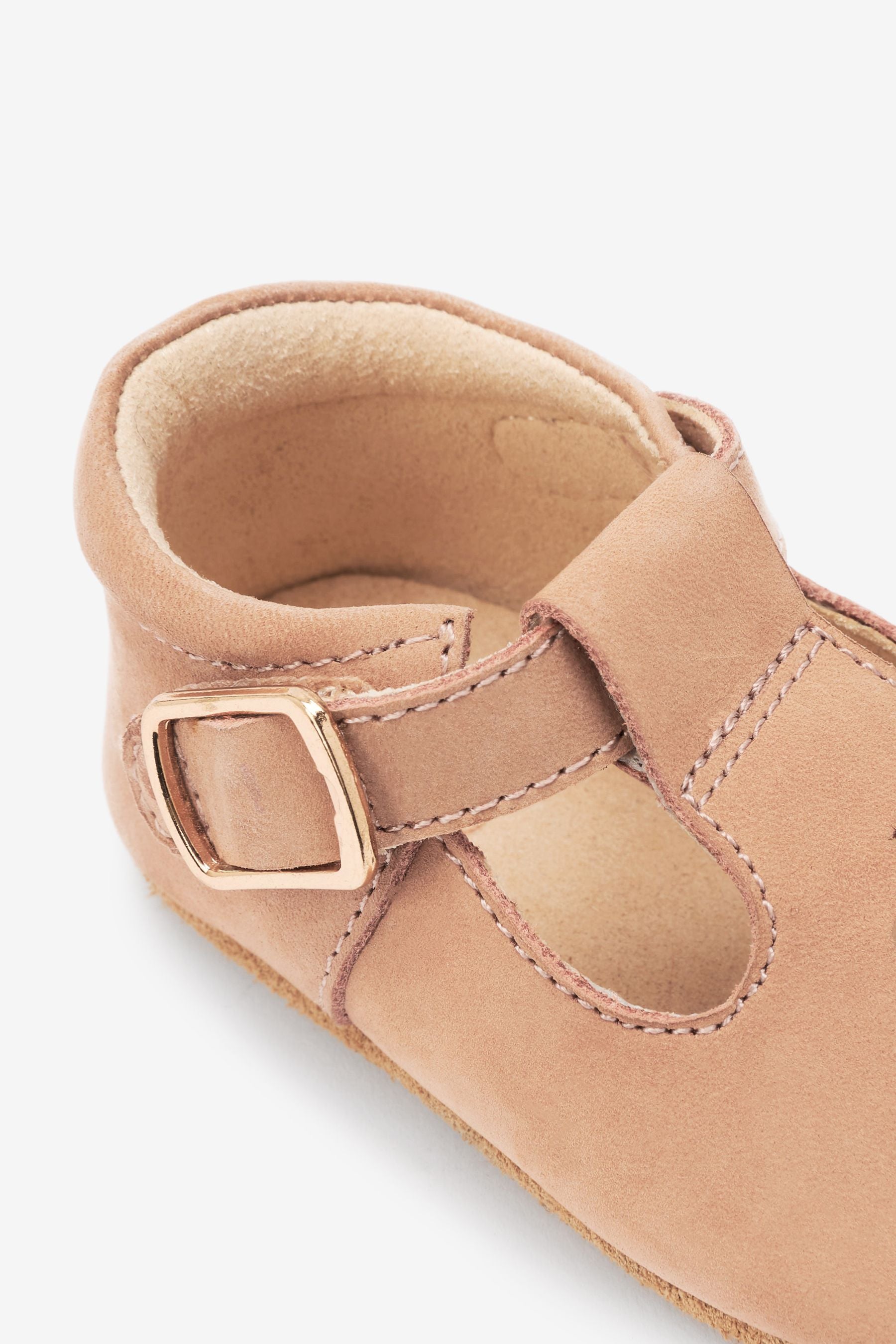 Tan Brown Leather T-Bar Baby Shoes (0-24mths)