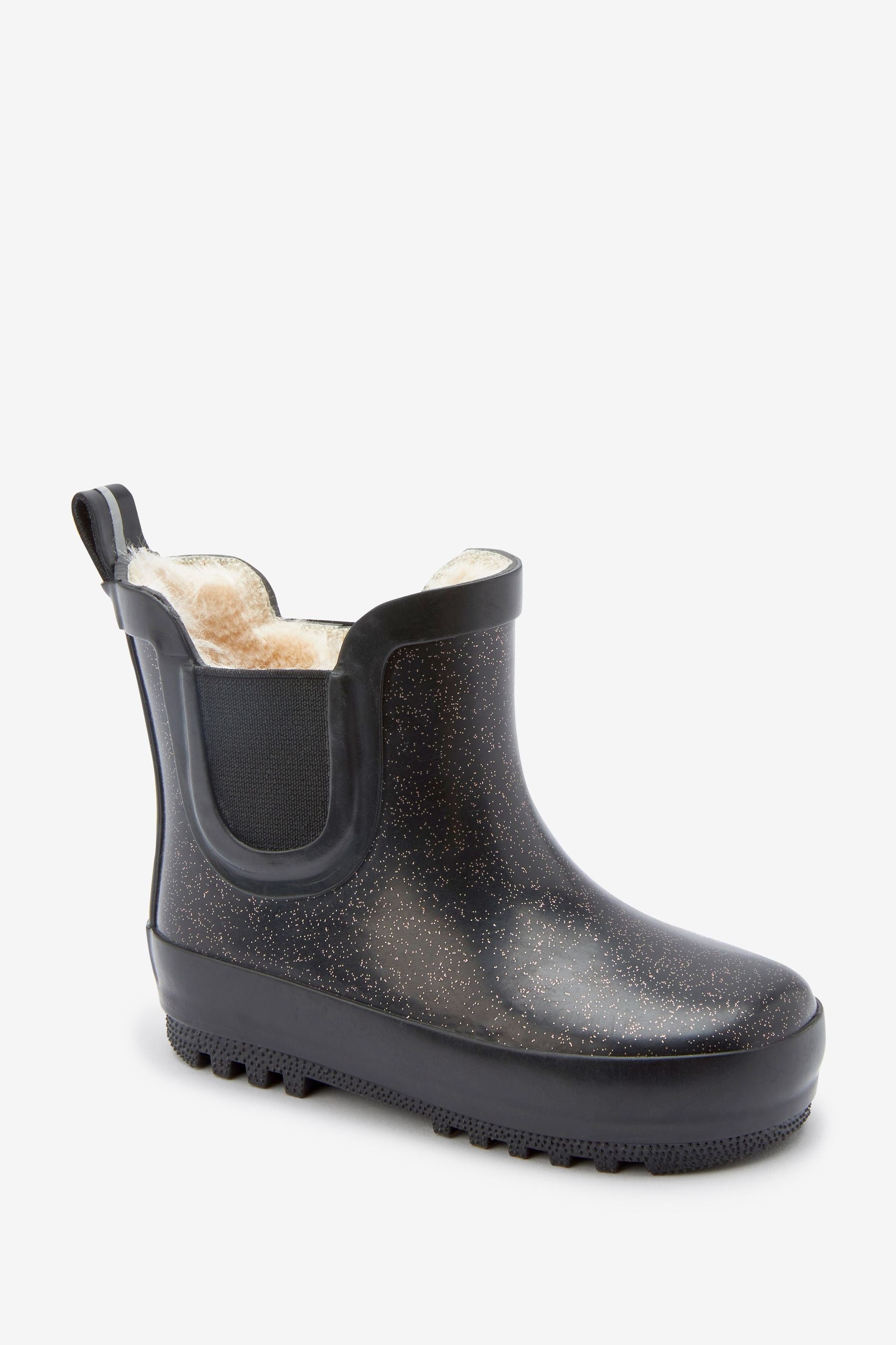 Black Glitter Chelsea Wellies