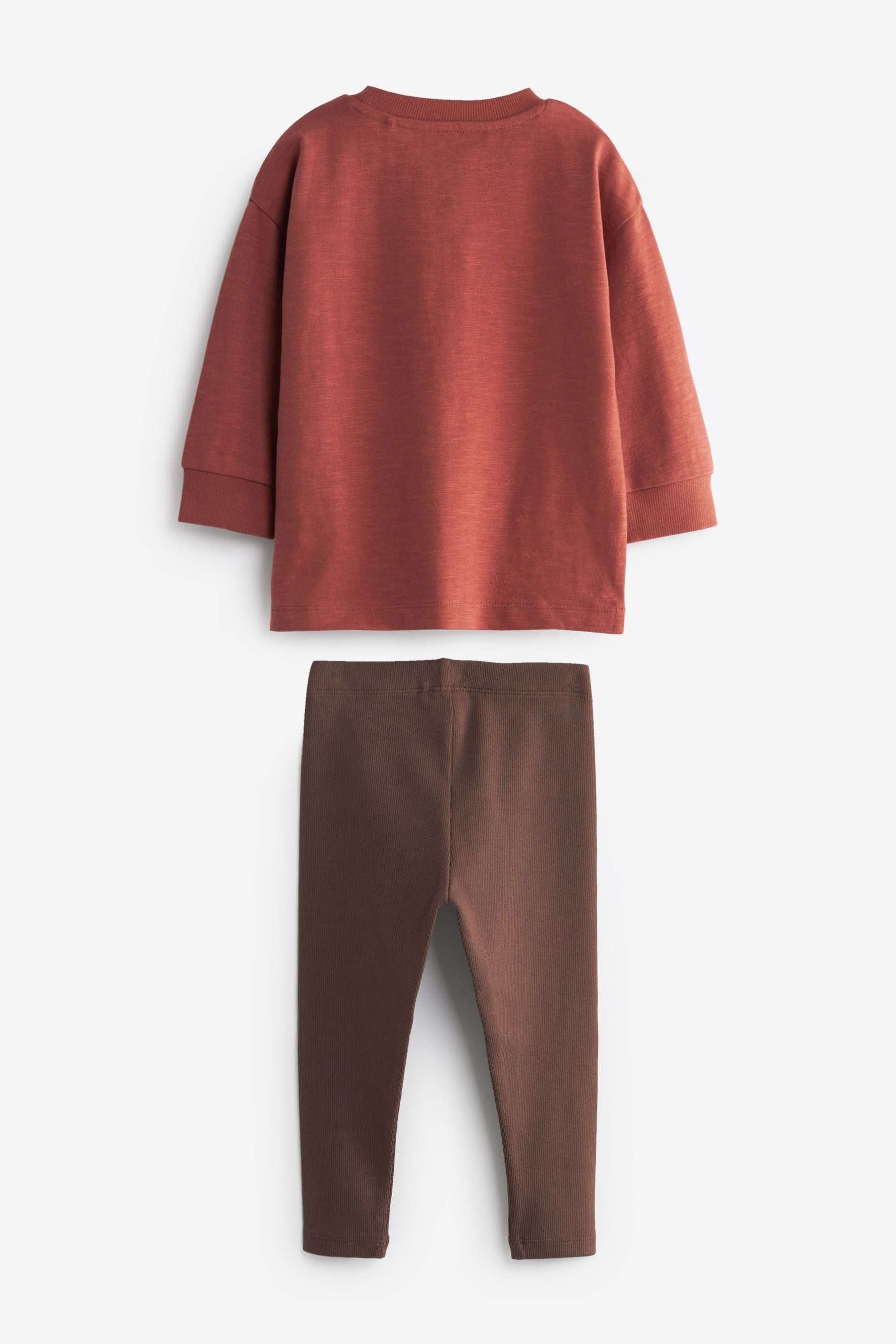 Rust Brown Long Sleeve T-Shirt And Leggings Set (3mths-7yrs)