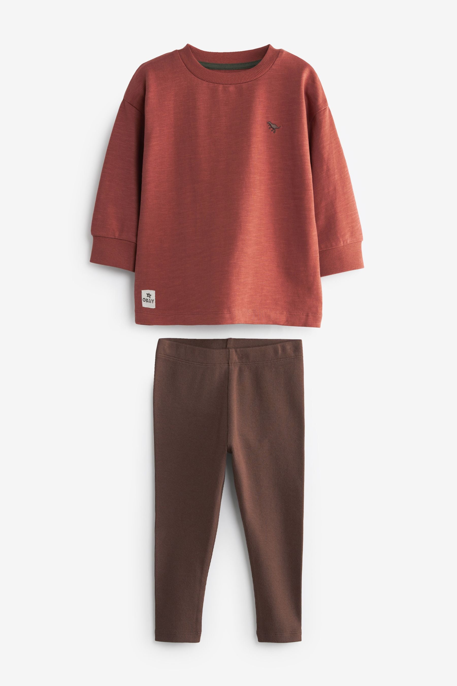 Rust Brown Long Sleeve T-Shirt And Leggings Set (3mths-7yrs)