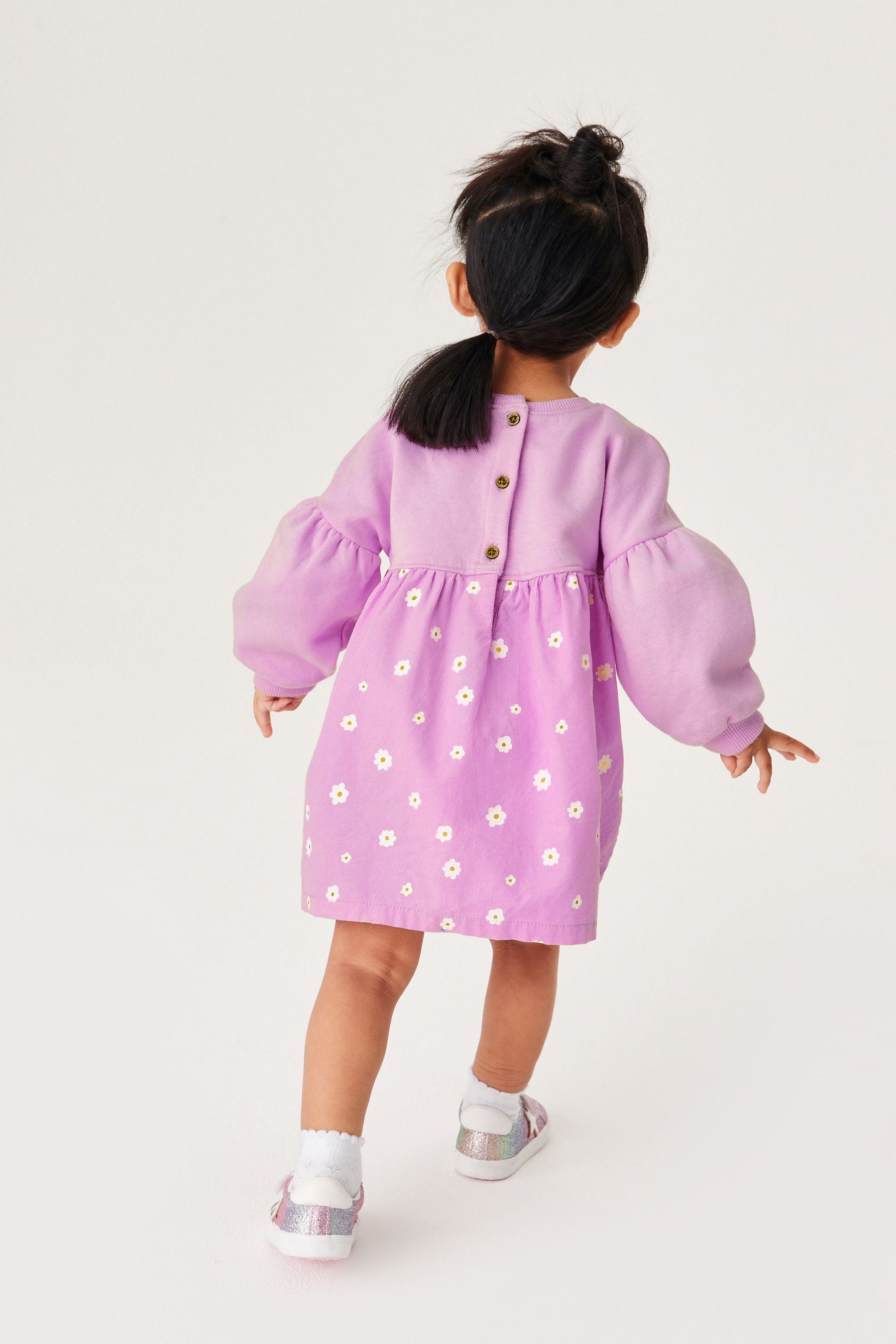 Purple Daisy Cord Printed Raglan Dress (3mths-7yrs)