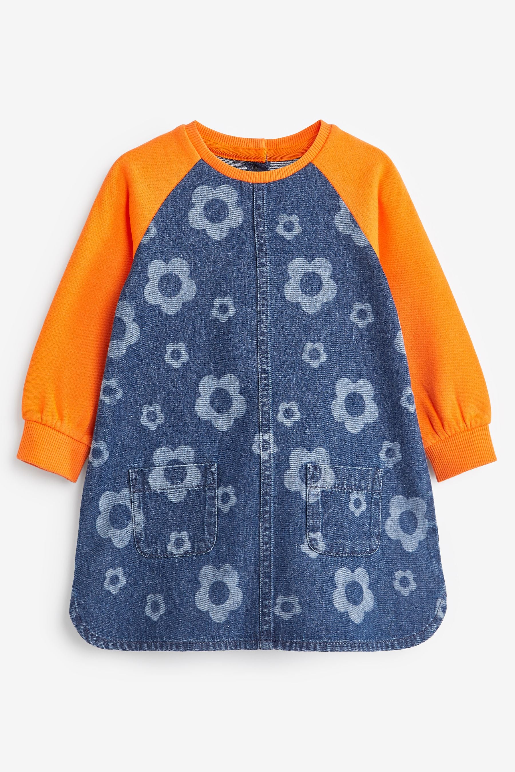 Orange Floral Raglan Denim Dress (3mths-8yrs)