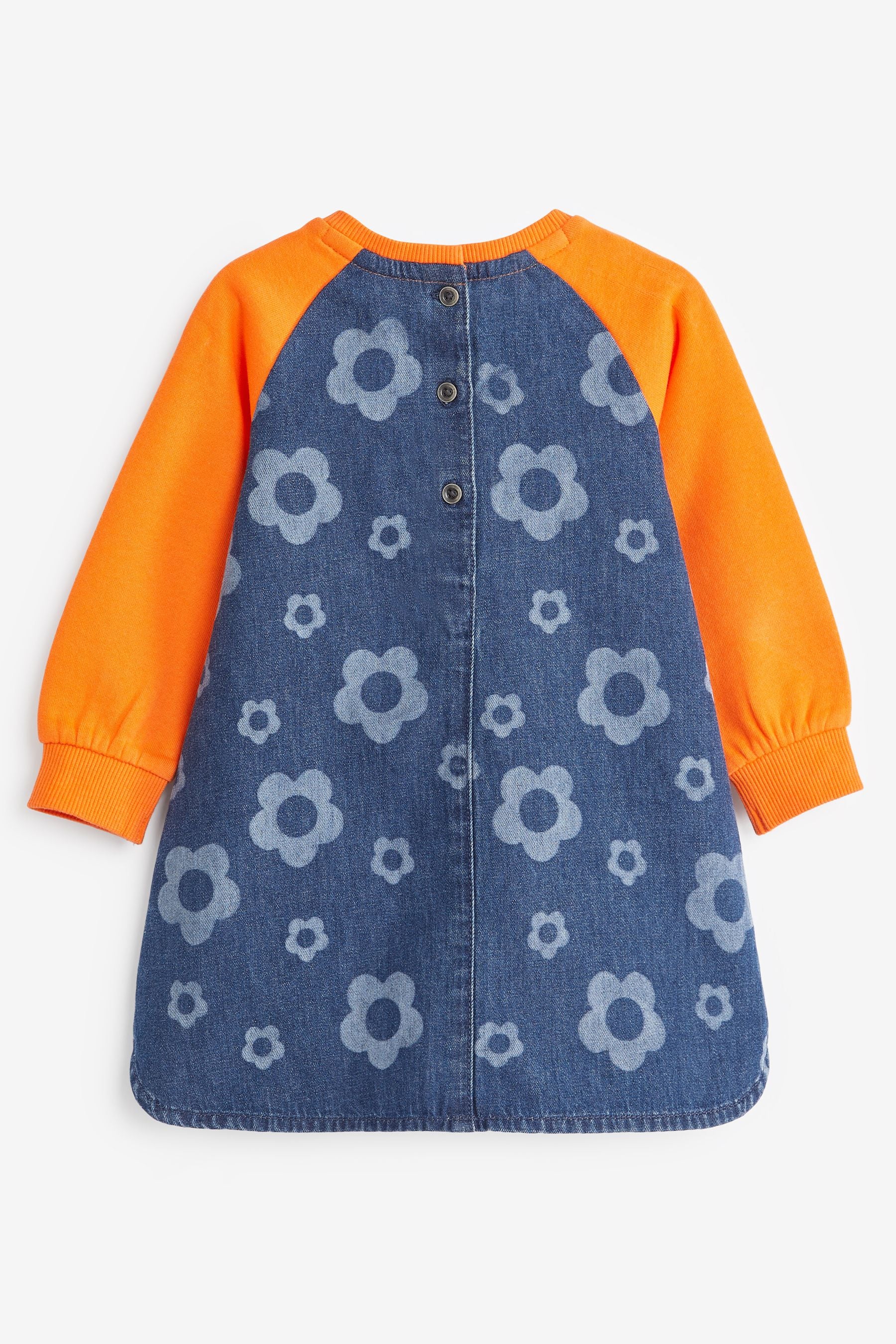 Orange Floral Raglan Denim Dress (3mths-8yrs)