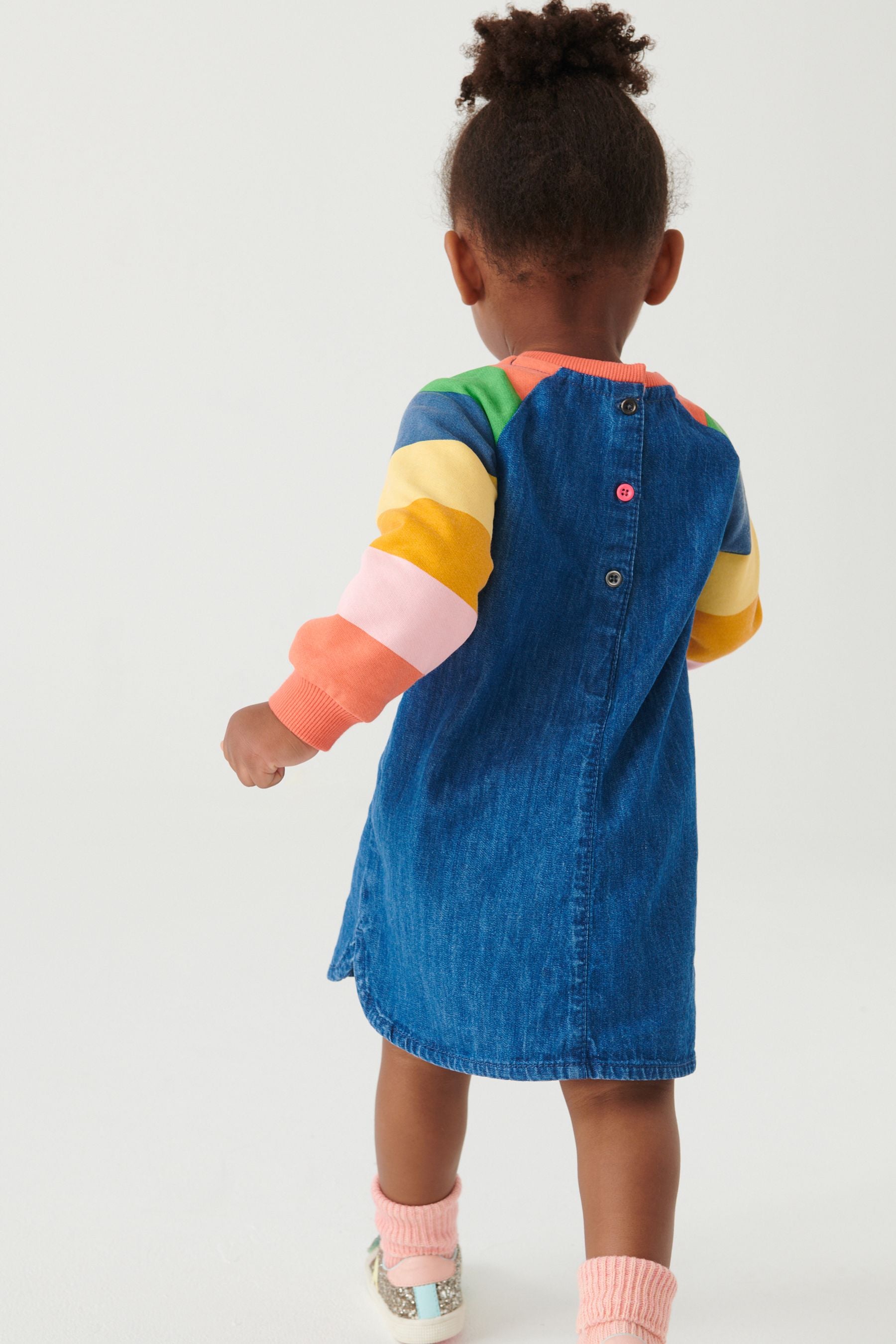 Rainbow Stripe Raglan Denim Dress (3mths-8yrs)