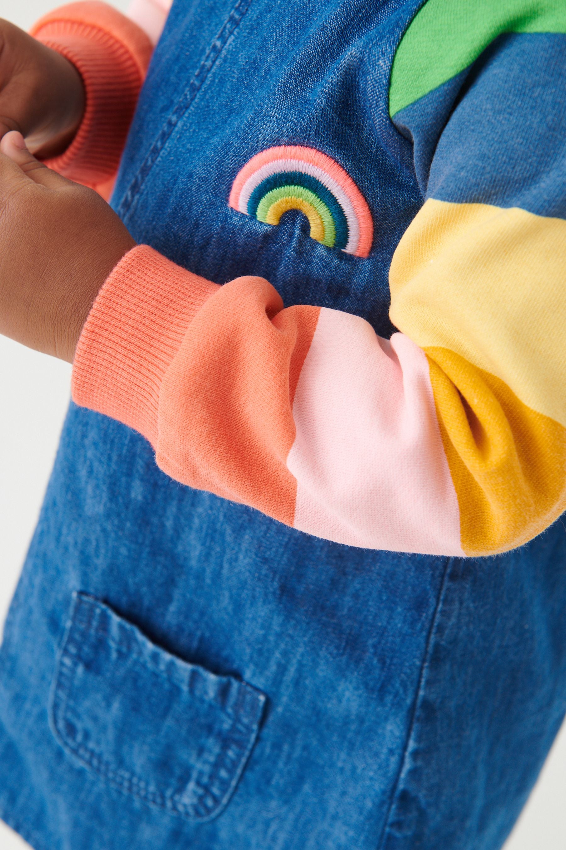 Rainbow Stripe Raglan Denim Dress (3mths-8yrs)