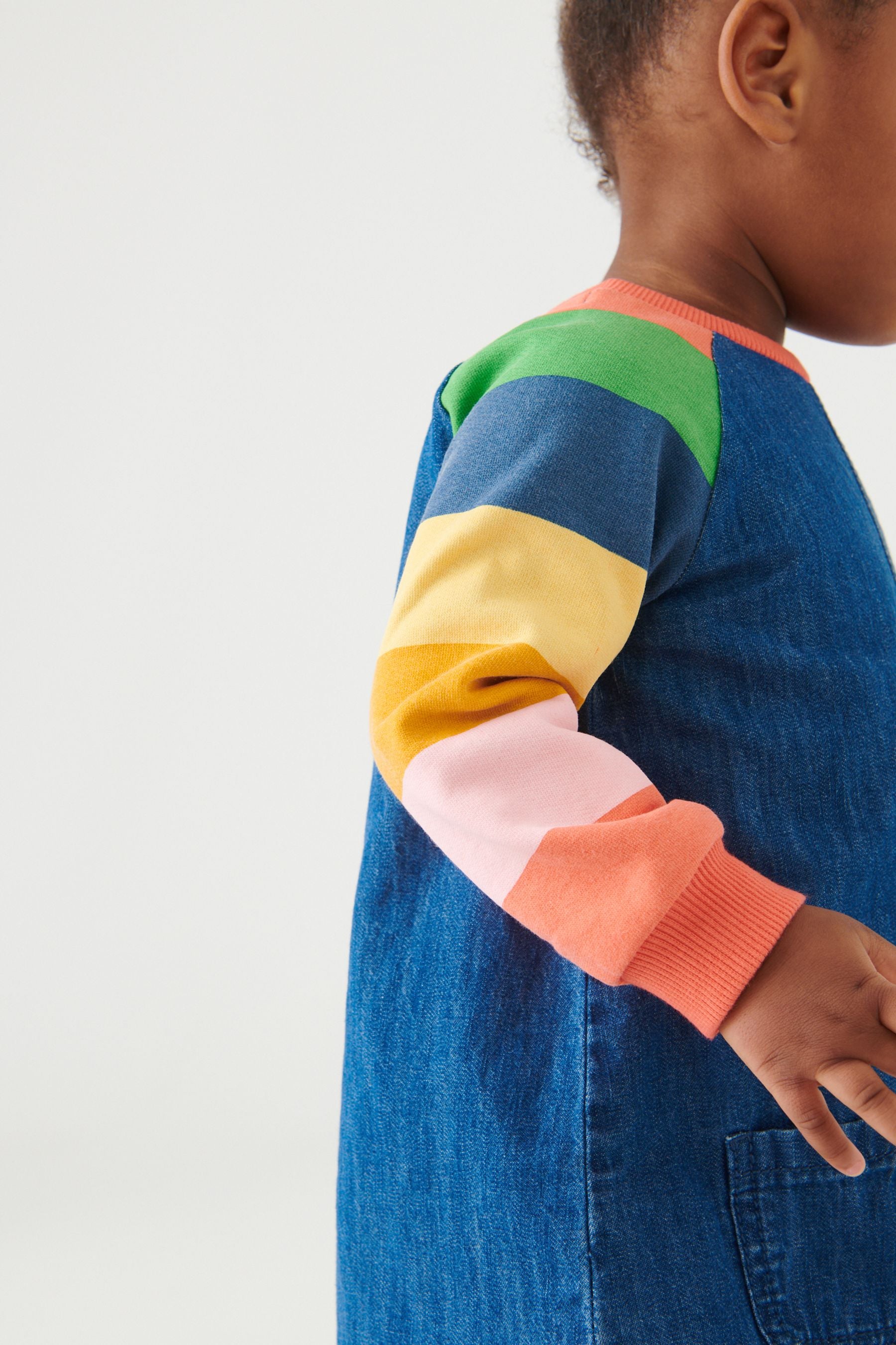 Rainbow Stripe Raglan Denim Dress (3mths-8yrs)