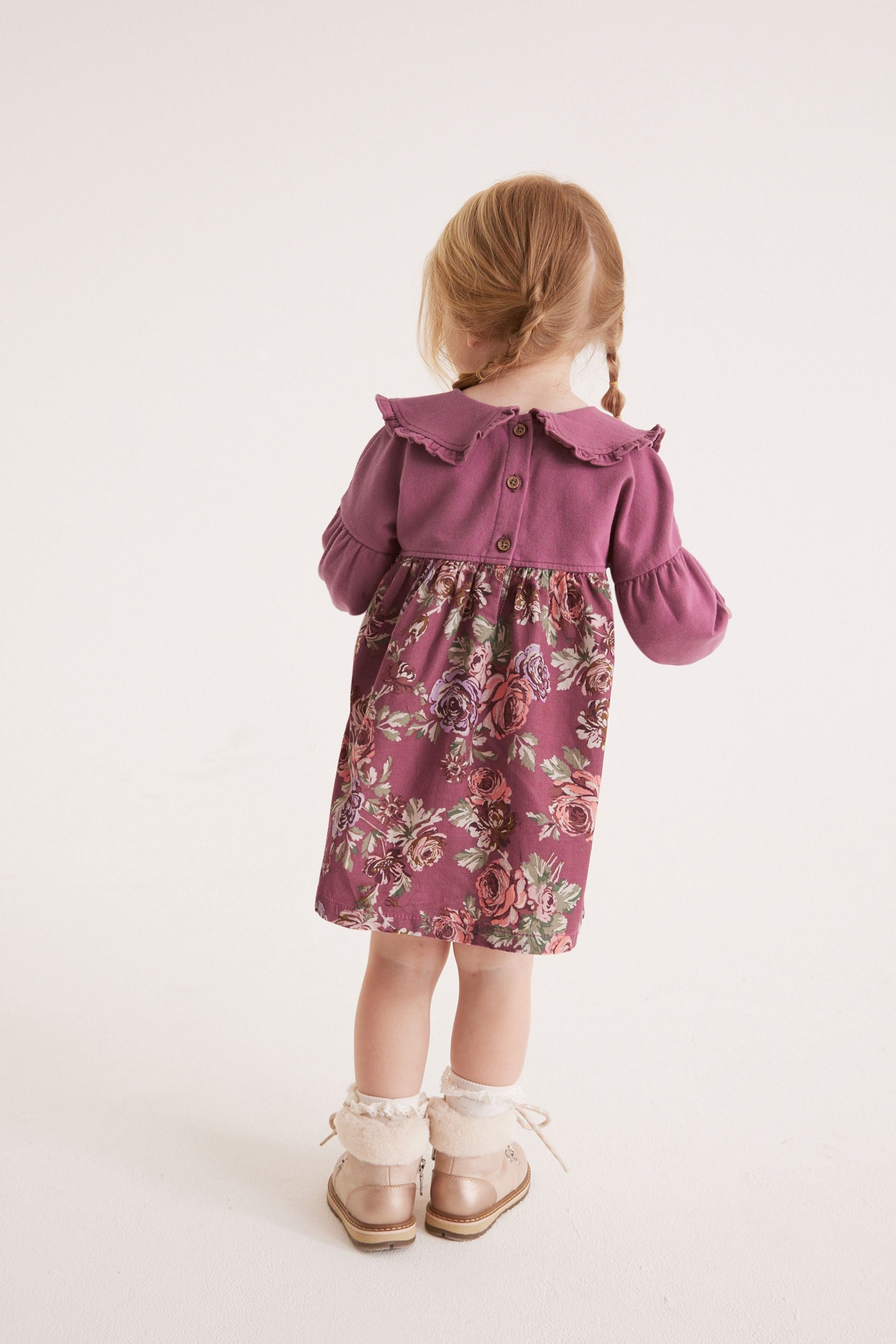 Pink Floral Print Jersey Raglan Collar Dress (3mths-7yrs)