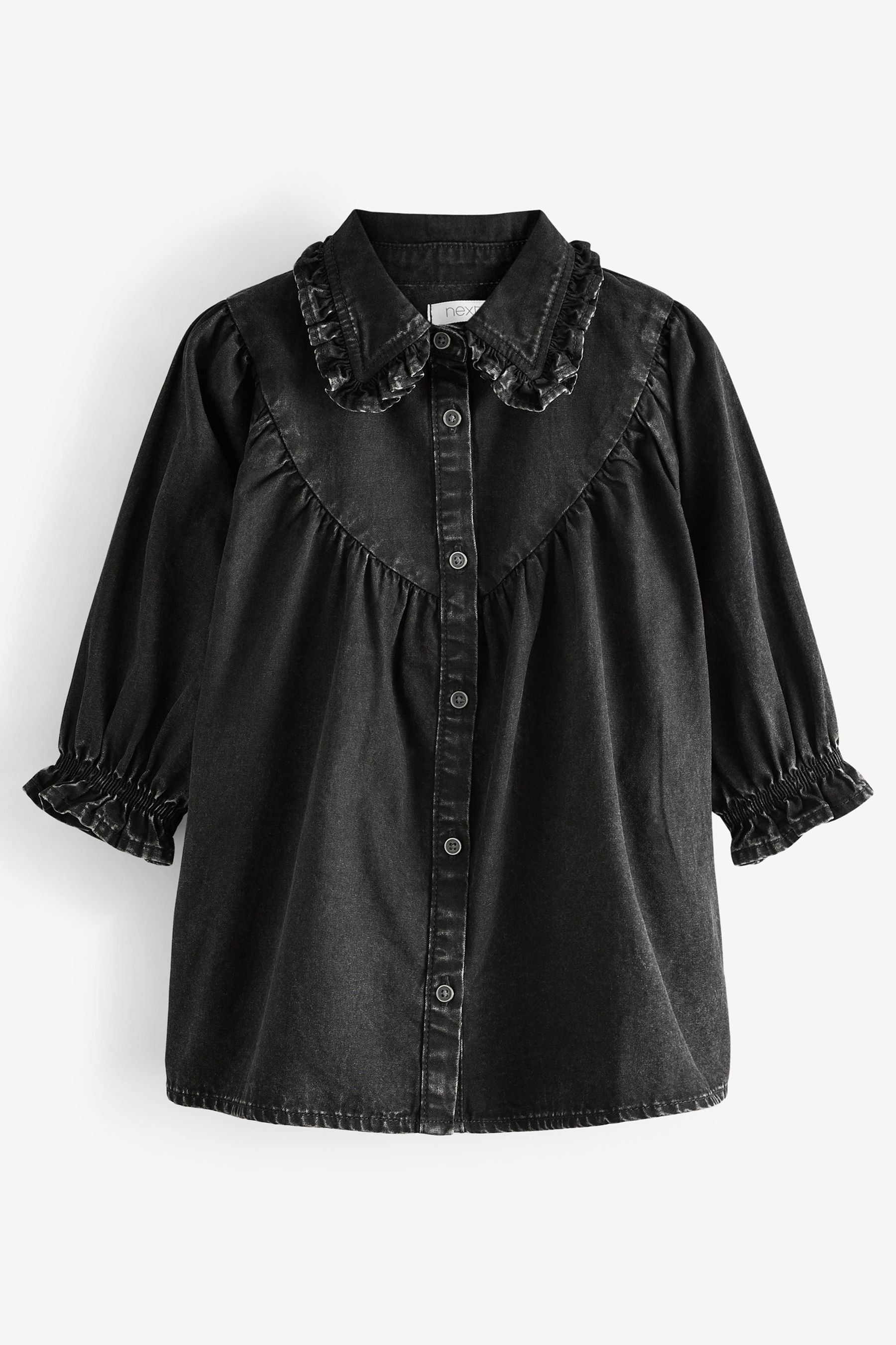 Black Denim Frill Collar Shirt Dress (3mths-8yrs)