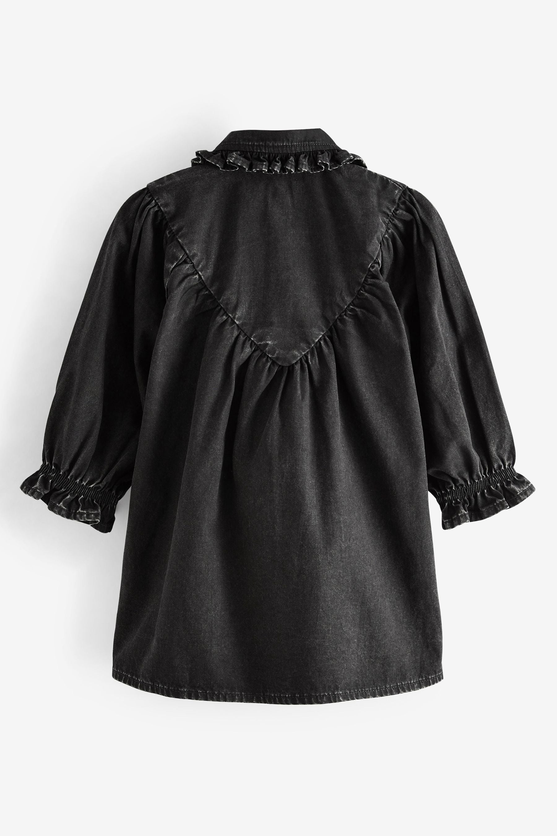 Black Denim Frill Collar Shirt Dress (3mths-8yrs)