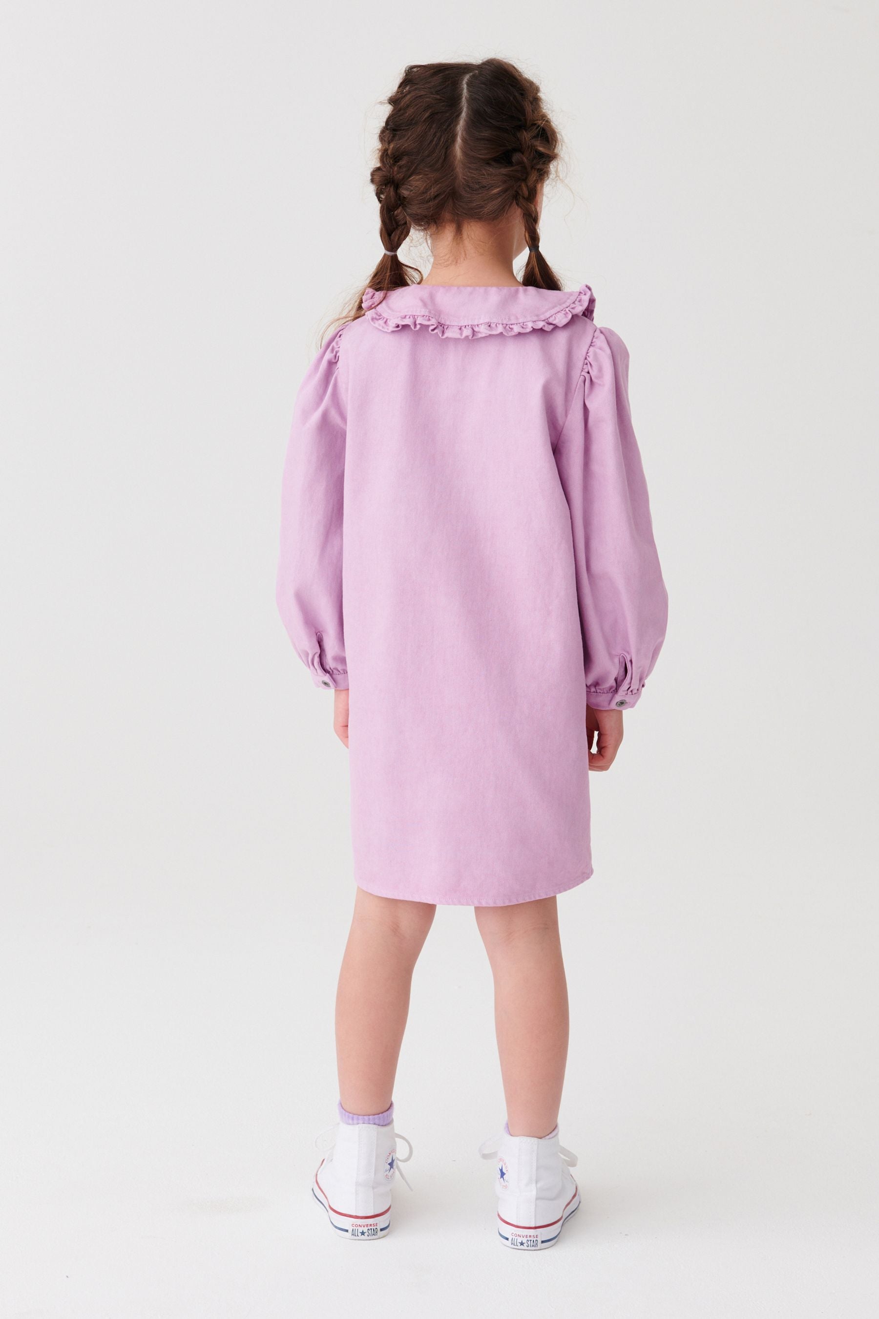 Lilac Purple Denim Collar Dress (3-16yrs)