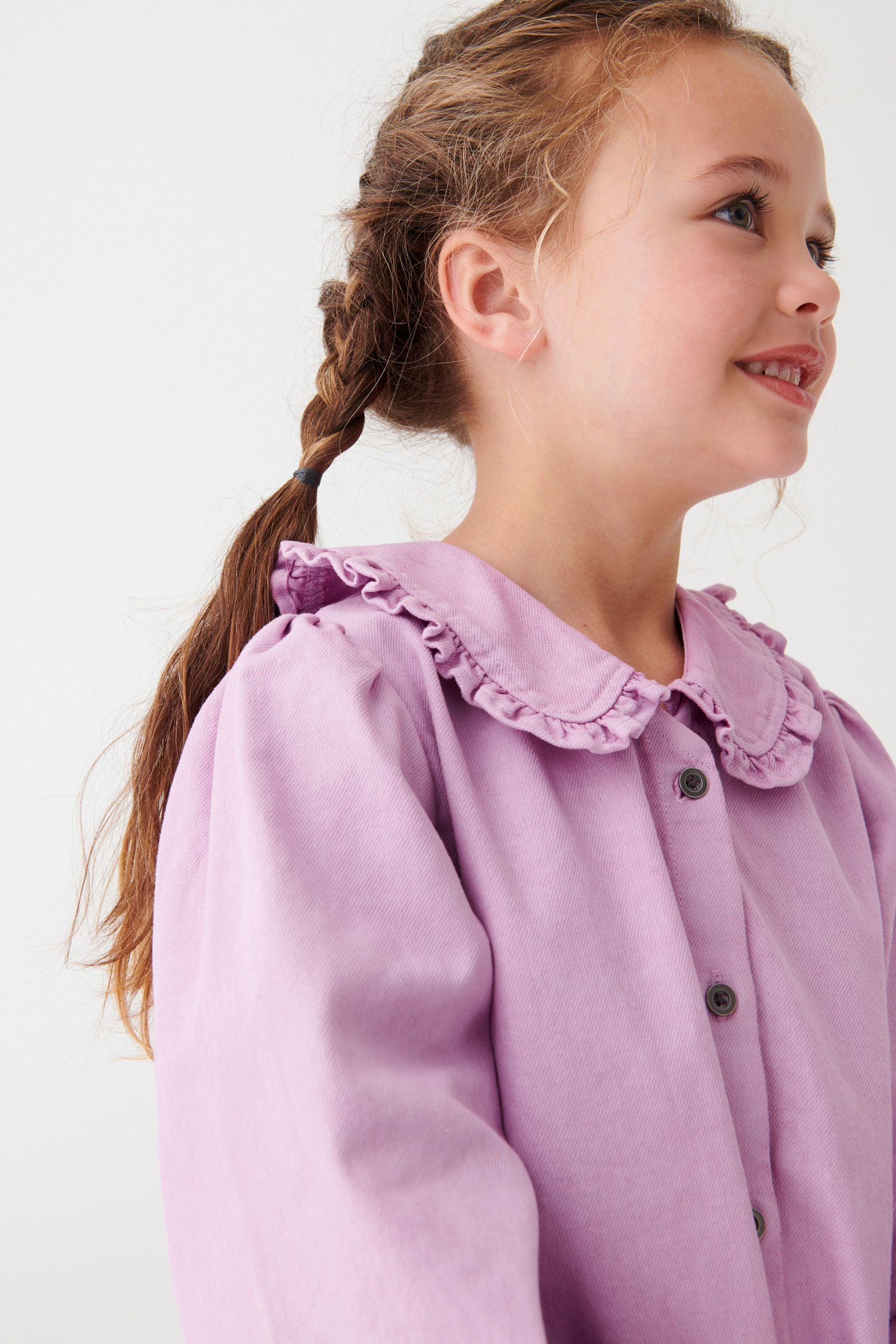 Lilac Purple Denim Collar Dress (3-16yrs)