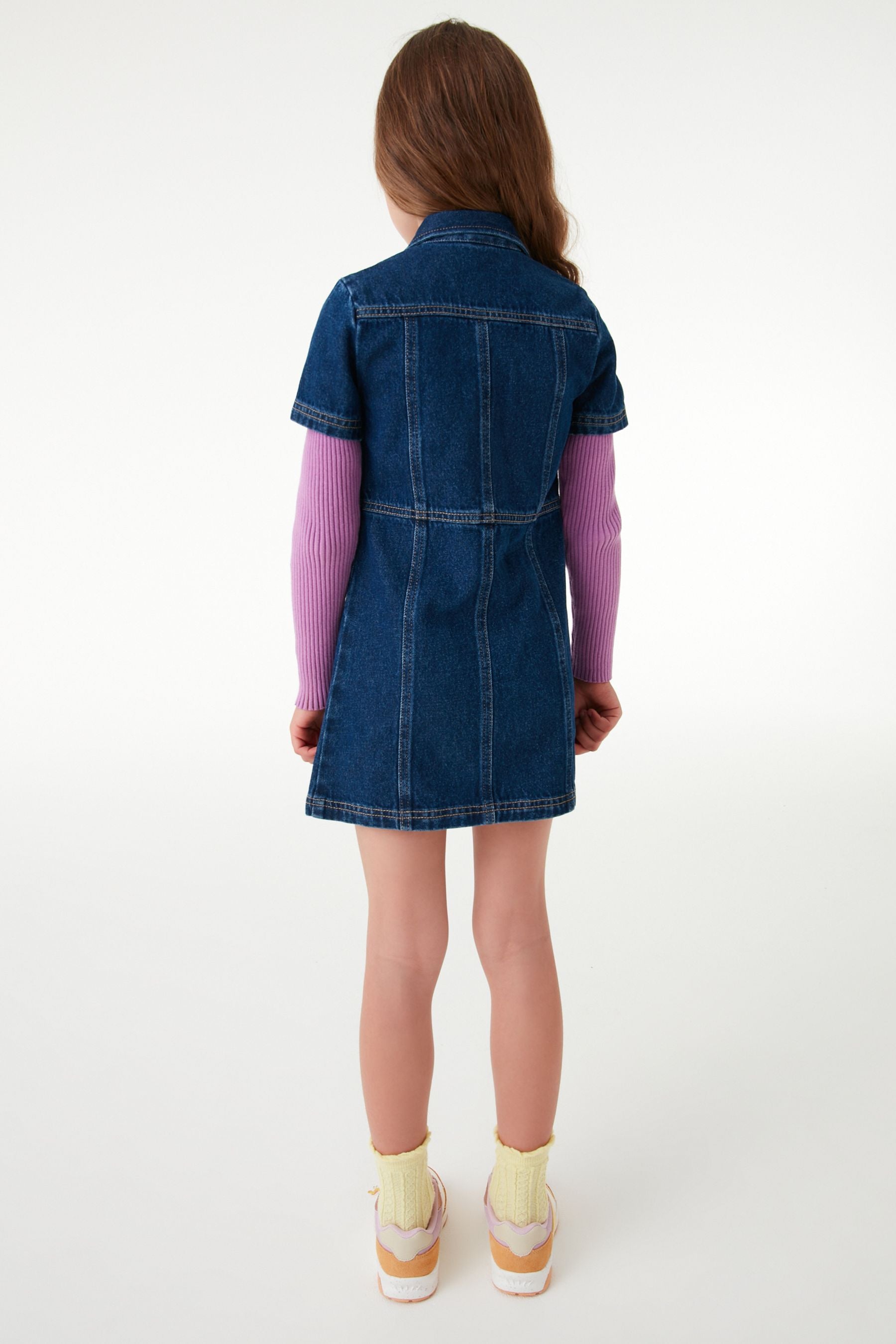 Dark Blue Fitted Denim Dress (3-16yrs)