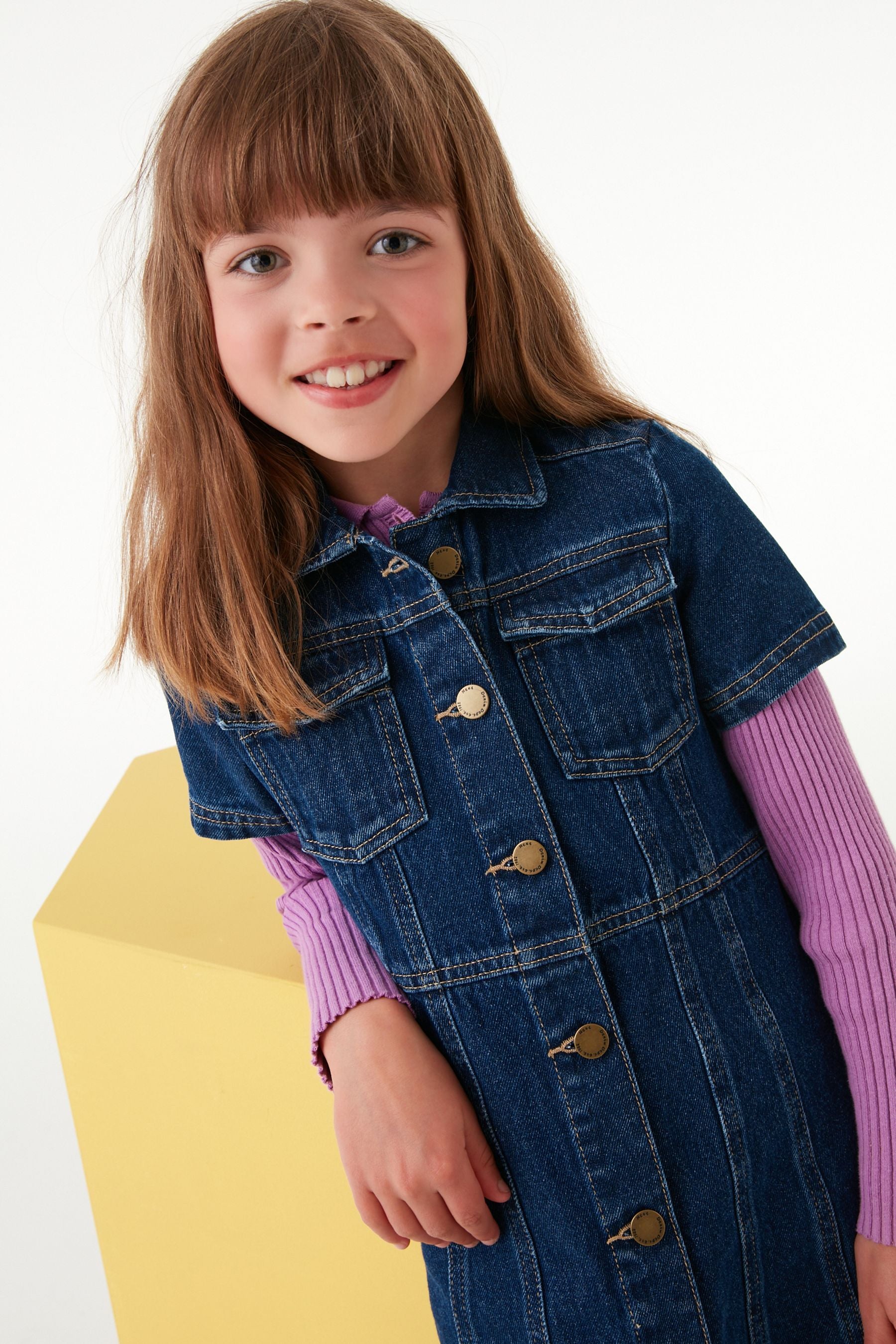 Dark Blue Fitted Denim Dress (3-16yrs)