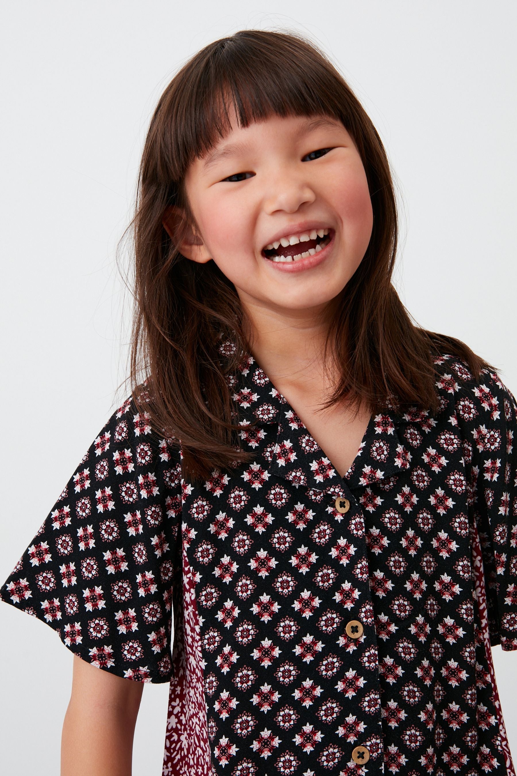 Black/Red Geo Printed Shirt Dress (3-16yrs)