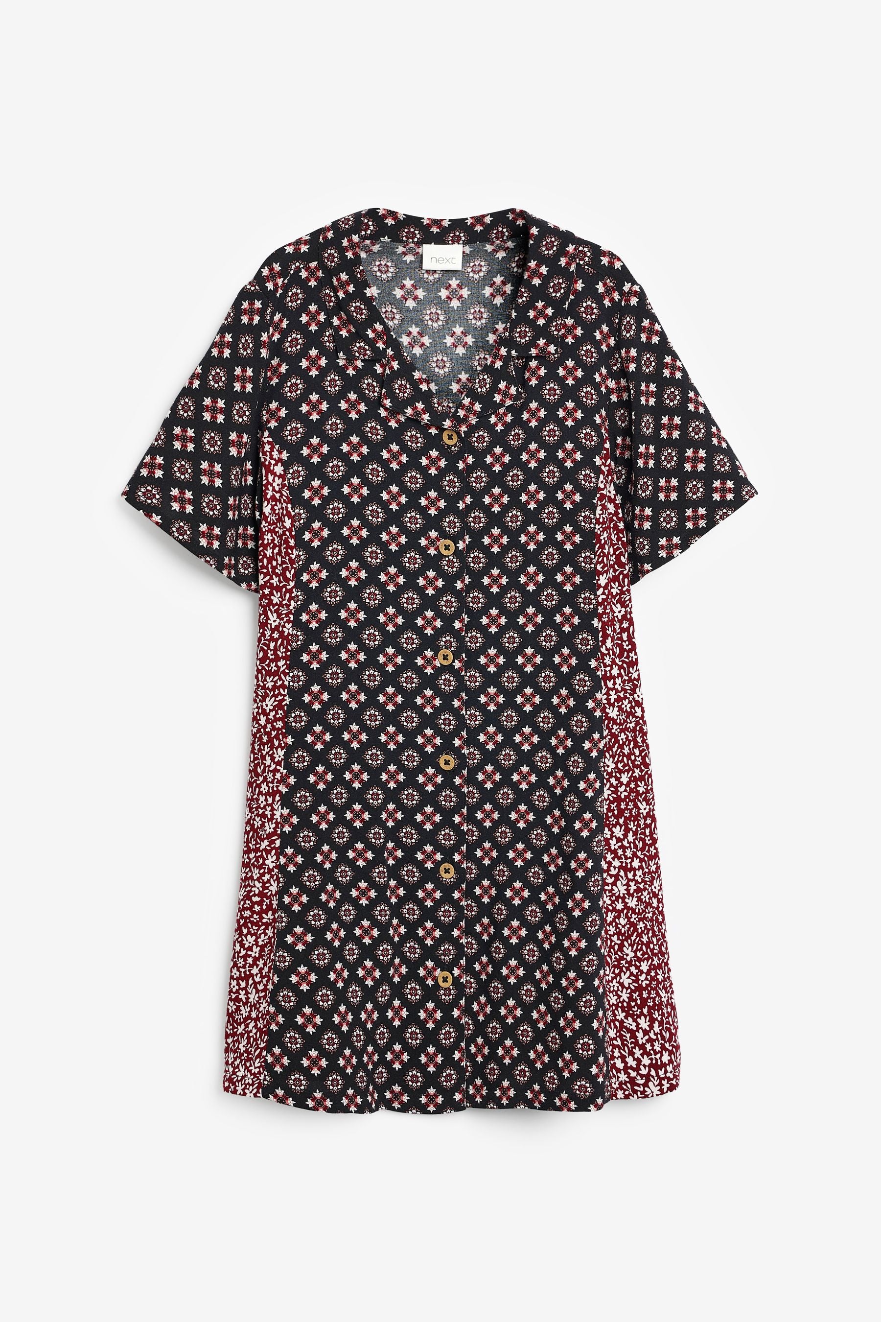 Black/Red Geo Printed Shirt Dress (3-16yrs)