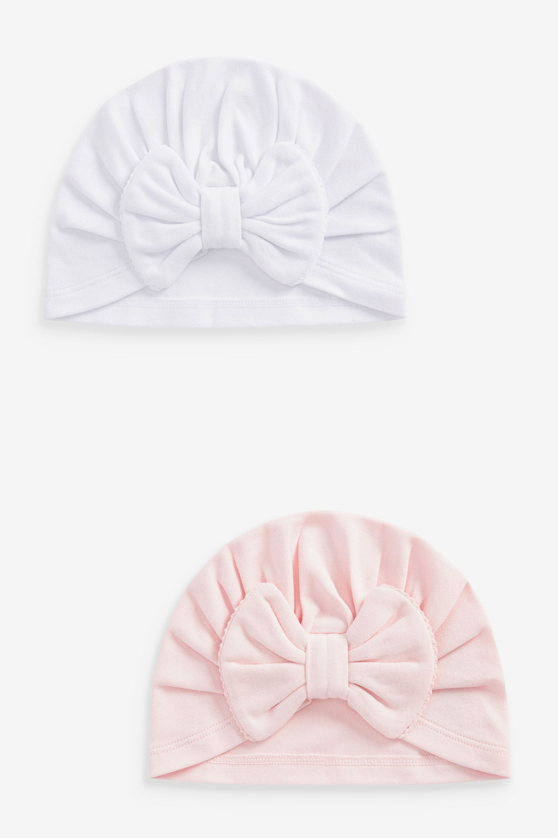 Pink/White Big Bow Baby Bow Turban Hats 2 Pack (0mths-2yrs)