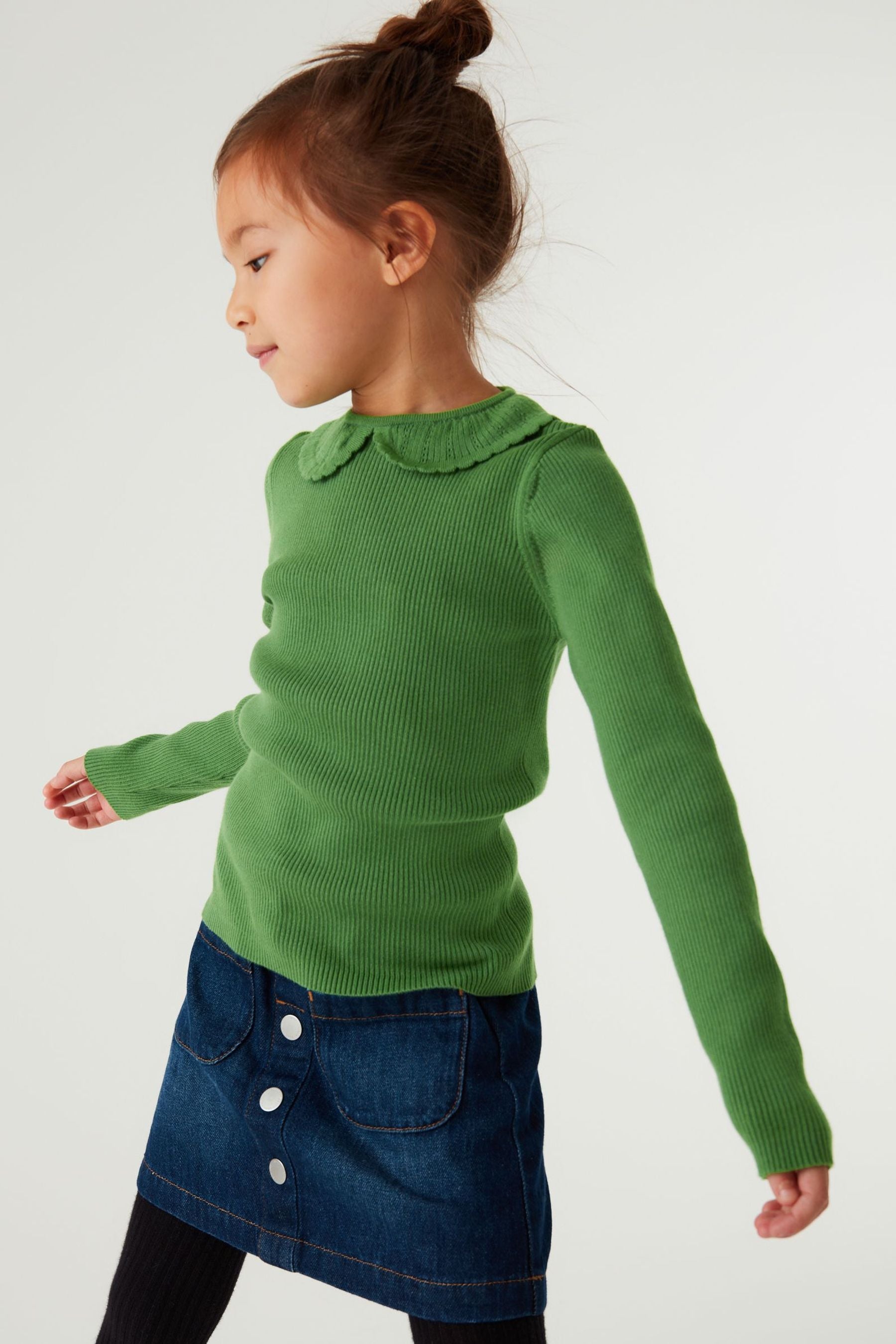 Green Collar Neck Jumper (3-16yrs)