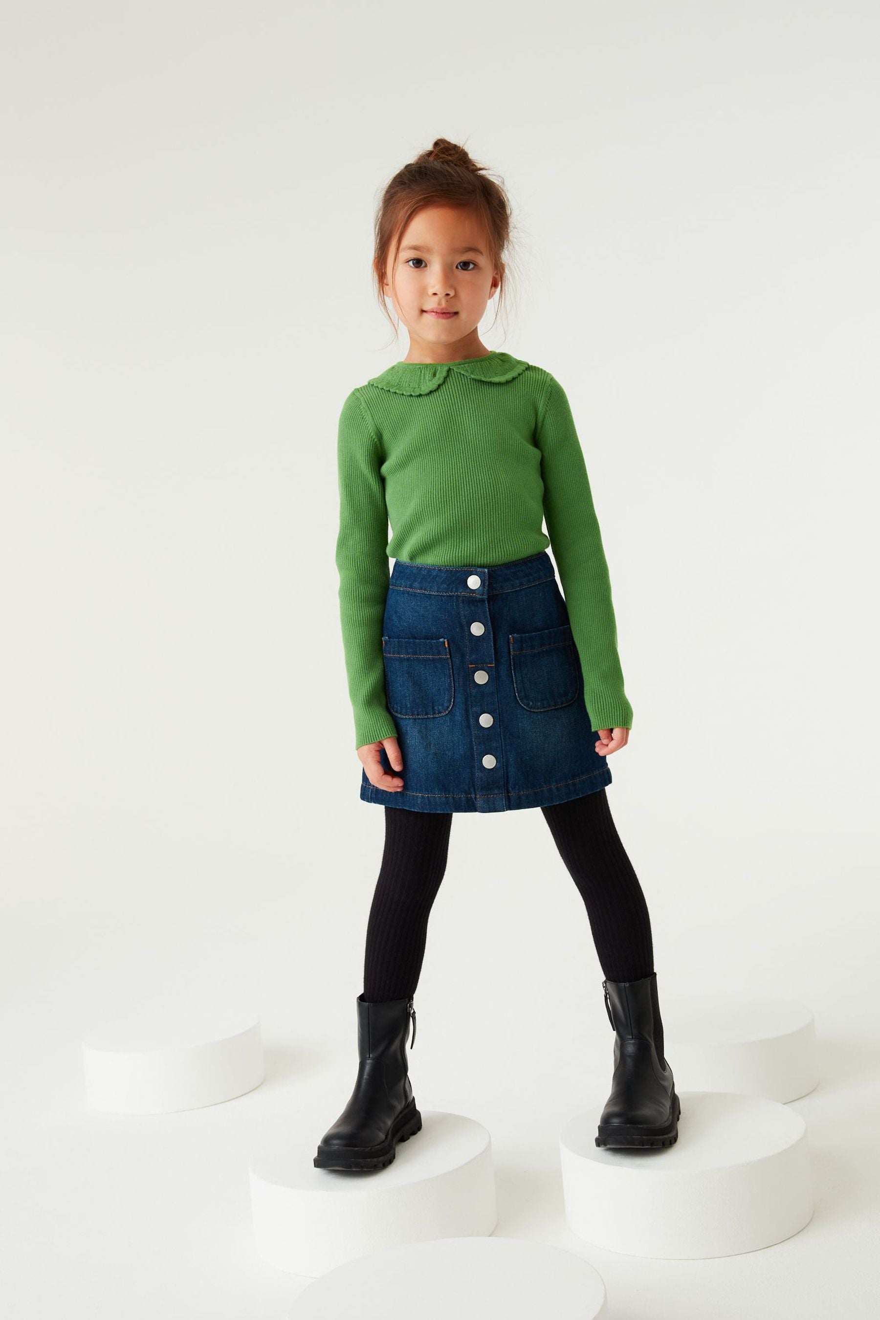 Green Collar Neck Jumper (3-16yrs)