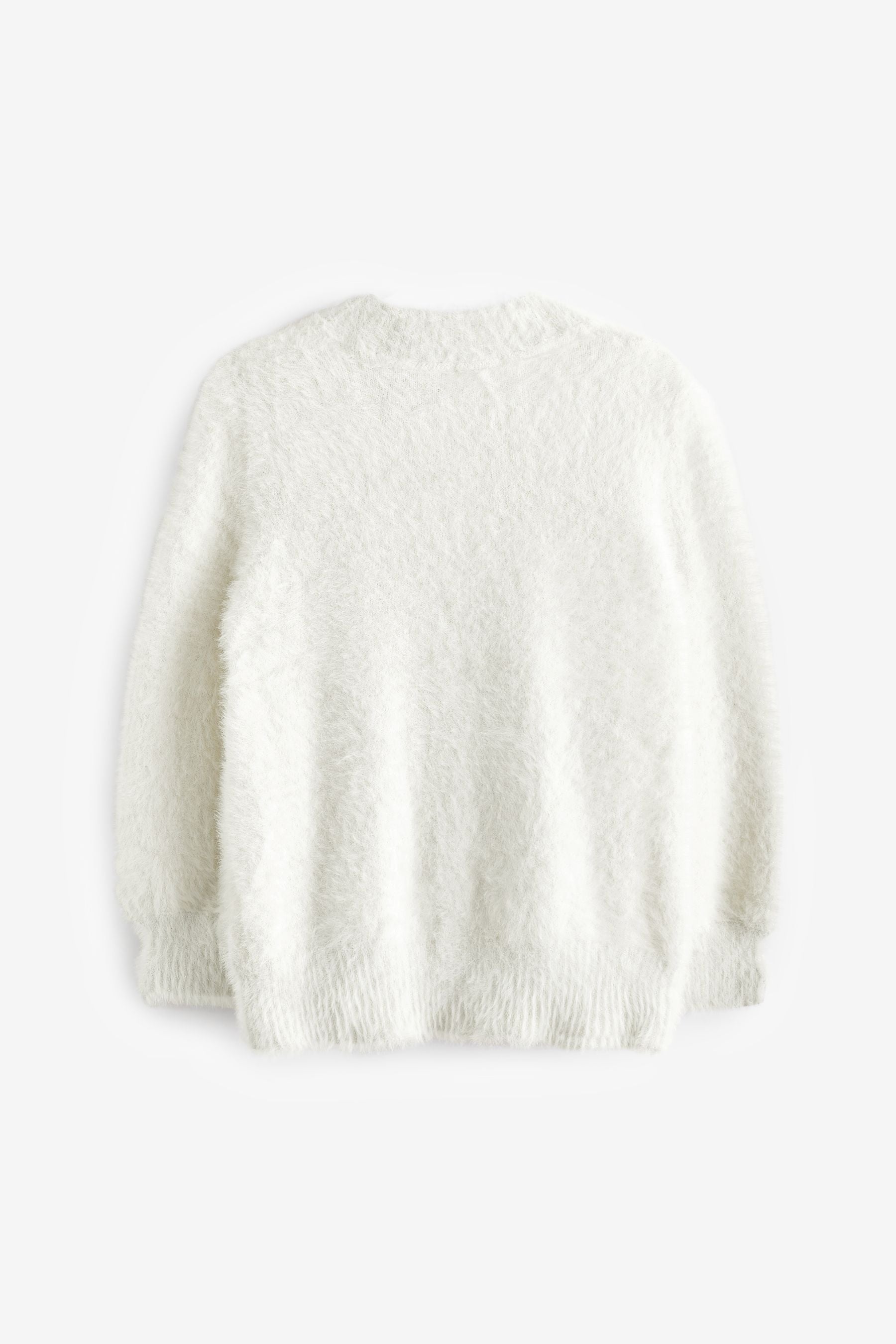 Ecru White Fluffy Long Cardigan (3-16yrs)