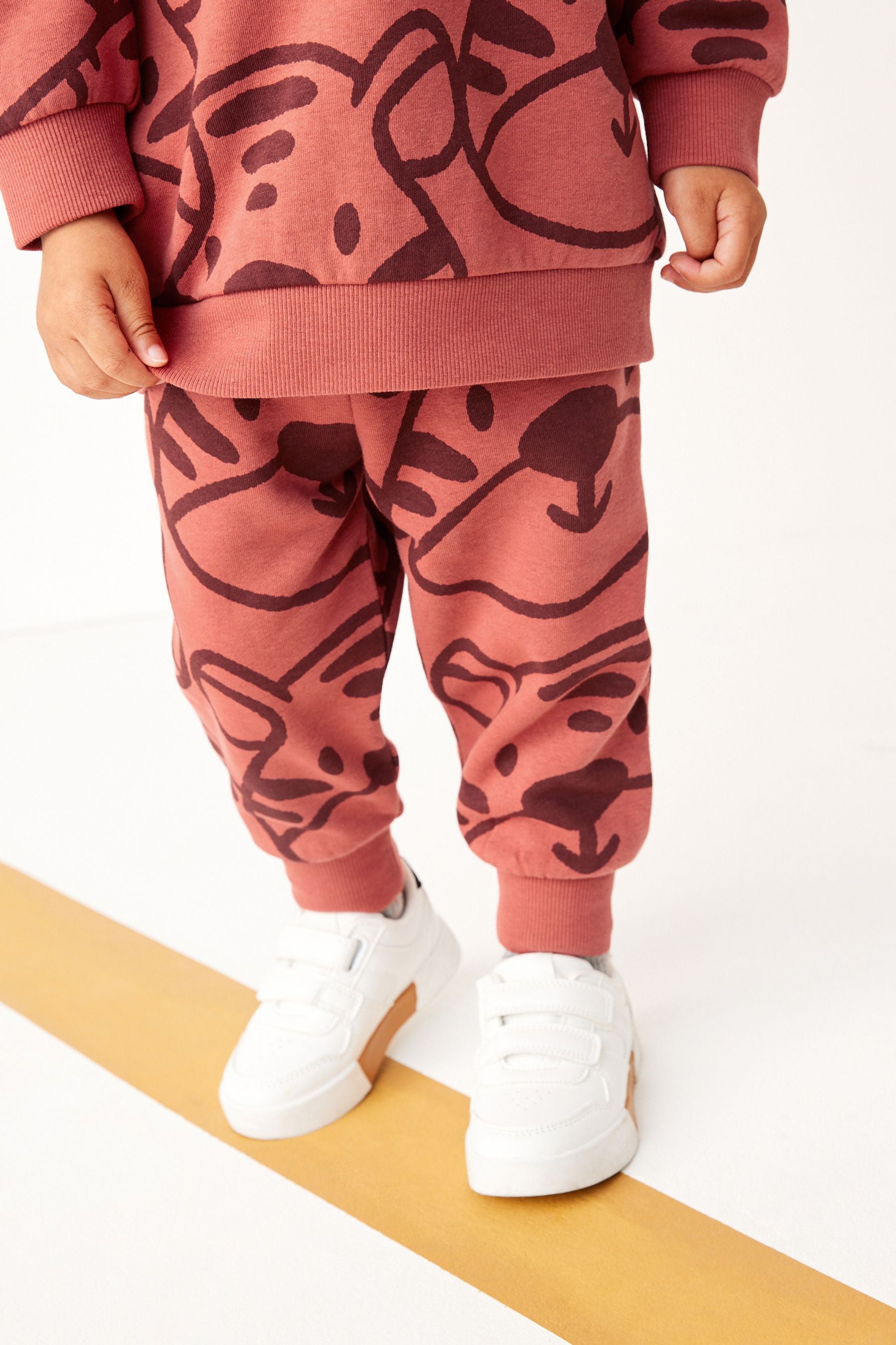 Red All-Over Print Jersey Sweatshirt And Joggers Set (3mths-7yrs)