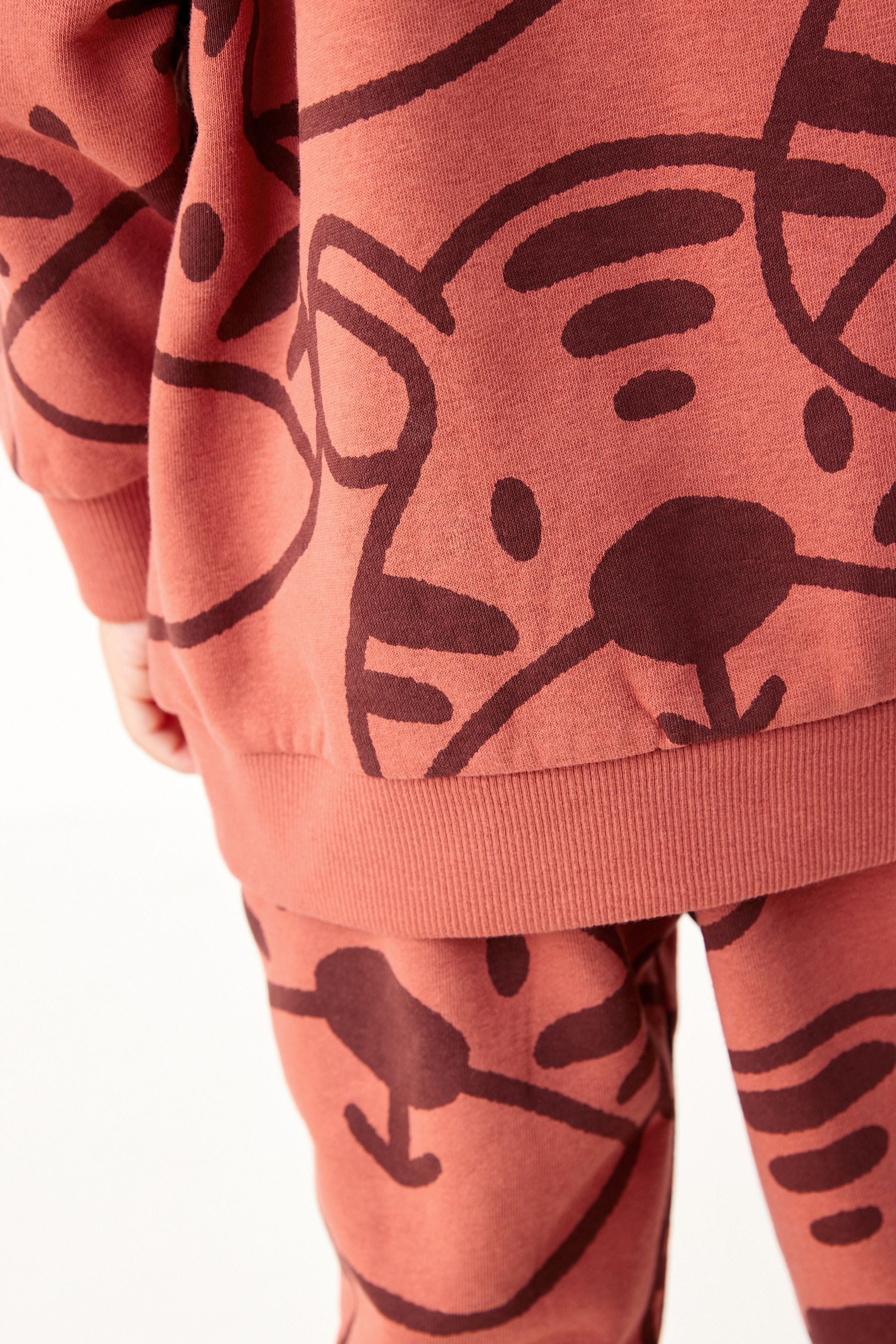 Red All-Over Print Jersey Sweatshirt And Joggers Set (3mths-7yrs)