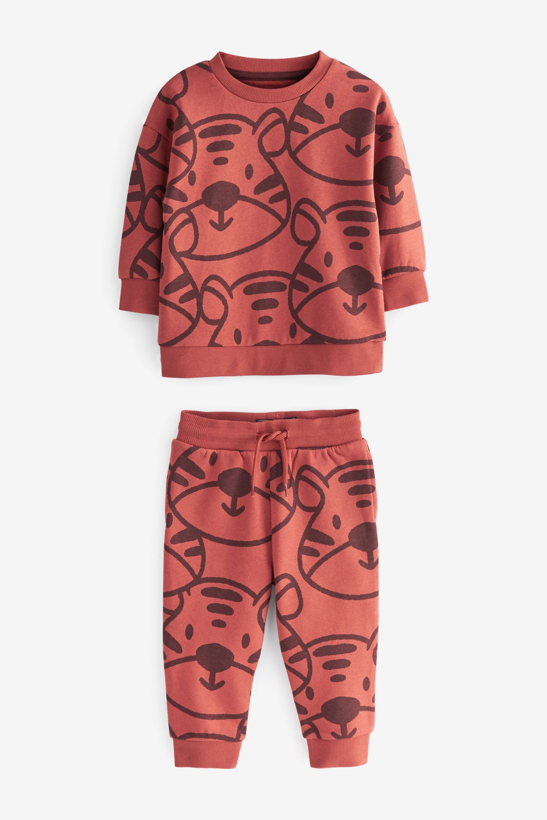 Red All-Over Print Jersey Sweatshirt And Joggers Set (3mths-7yrs)