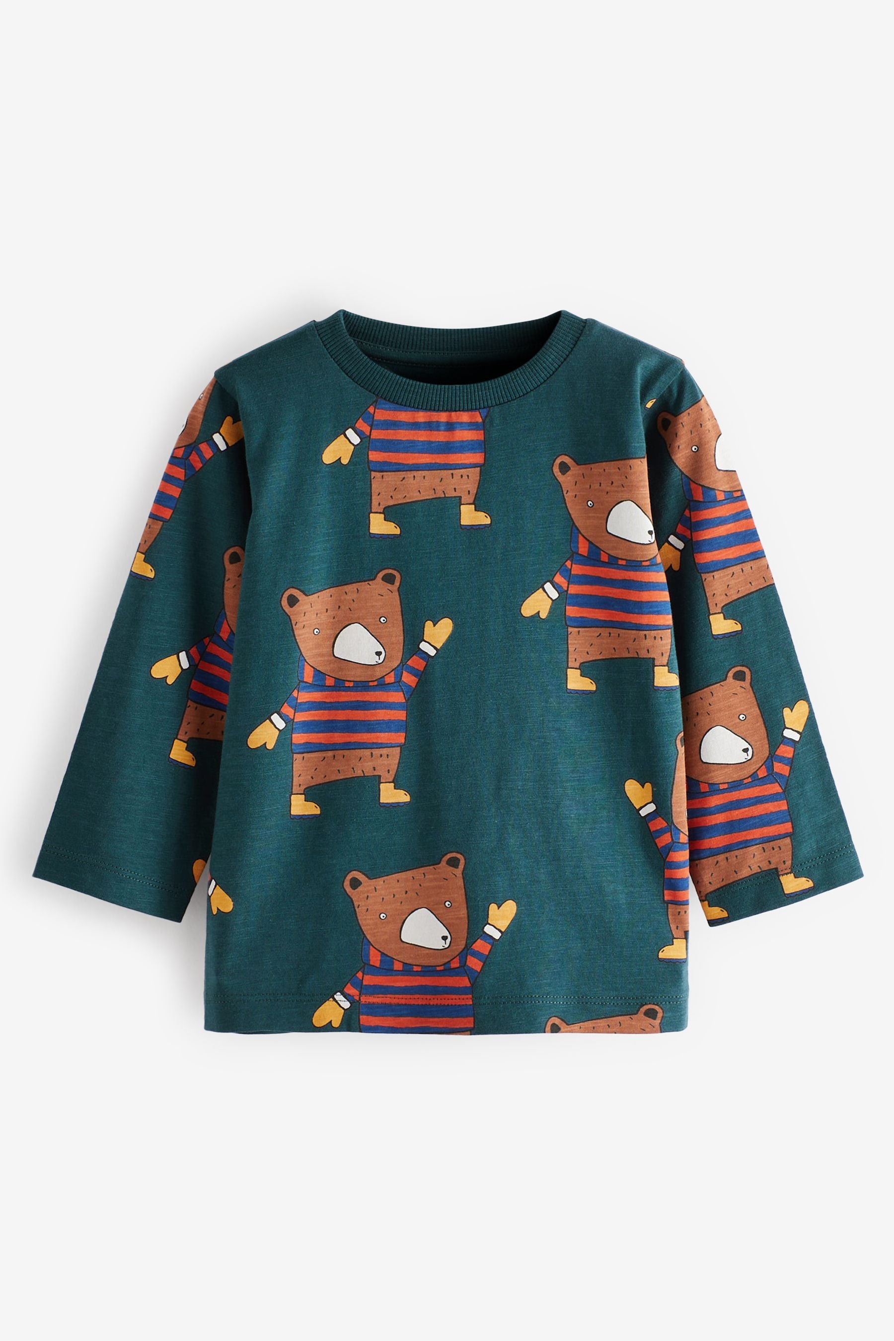 Green Bear All-Over Printed Long Sleeve T-Shirt (3mths-7yrs)