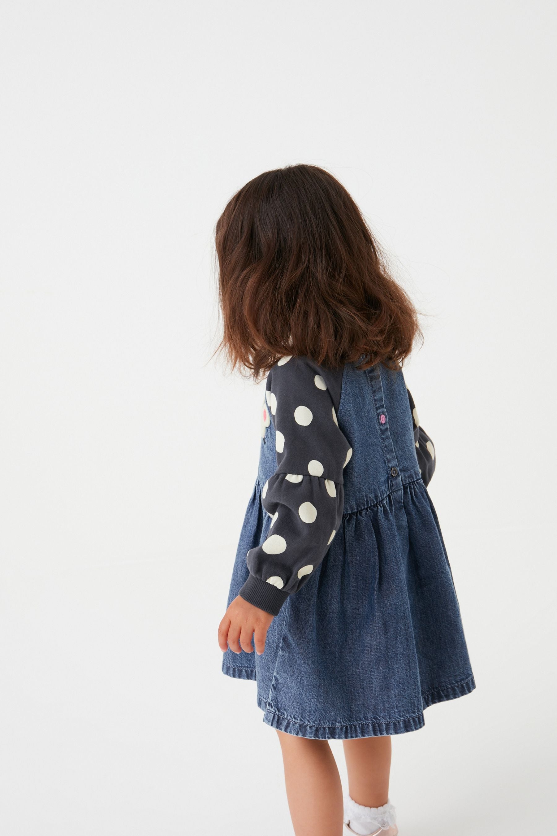 Blue Denim Mouse Embroidered Raglan Dress (3mths-7yrs)