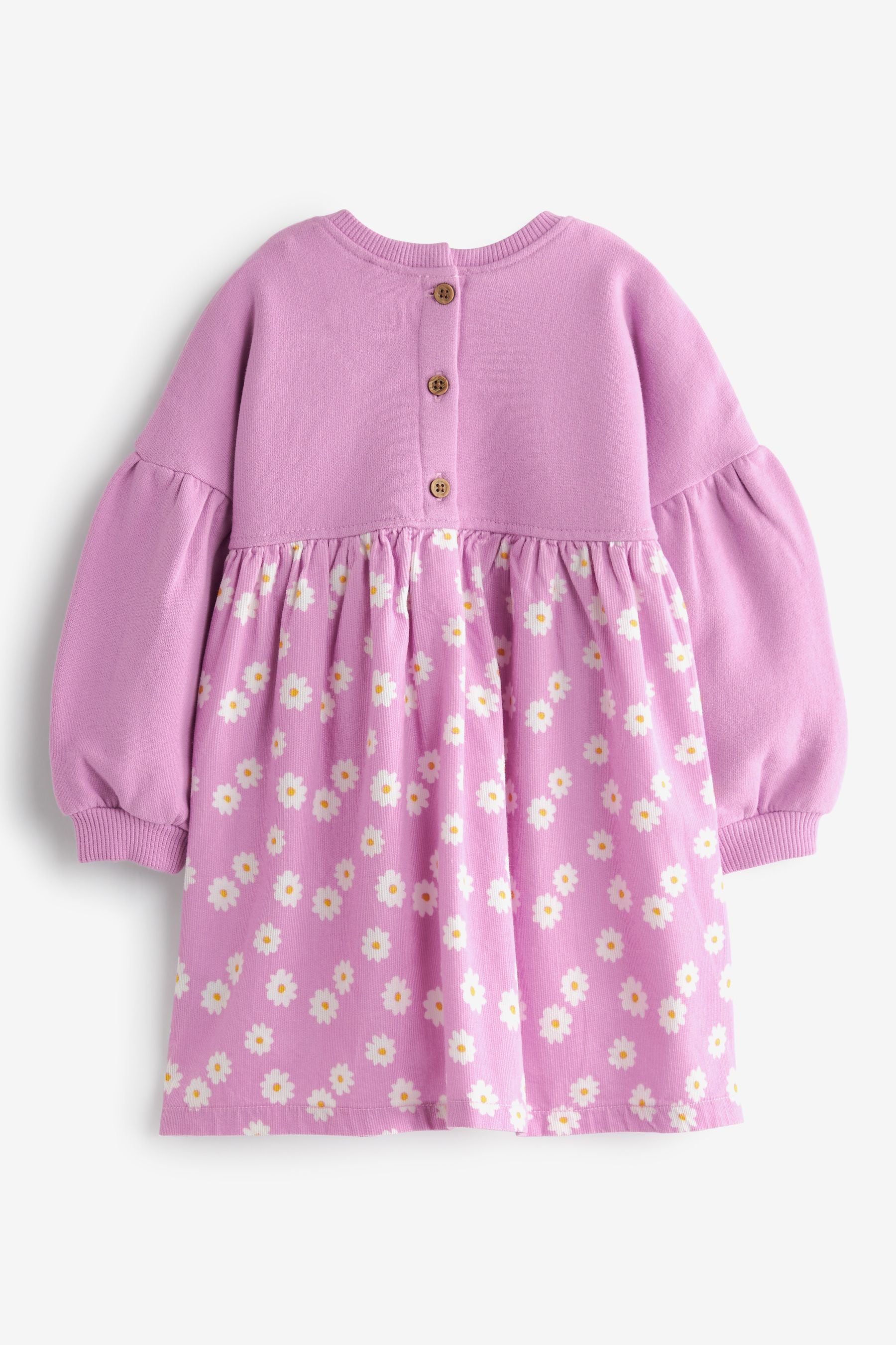 Purple Daisy Cord Printed Raglan Dress (3mths-7yrs)