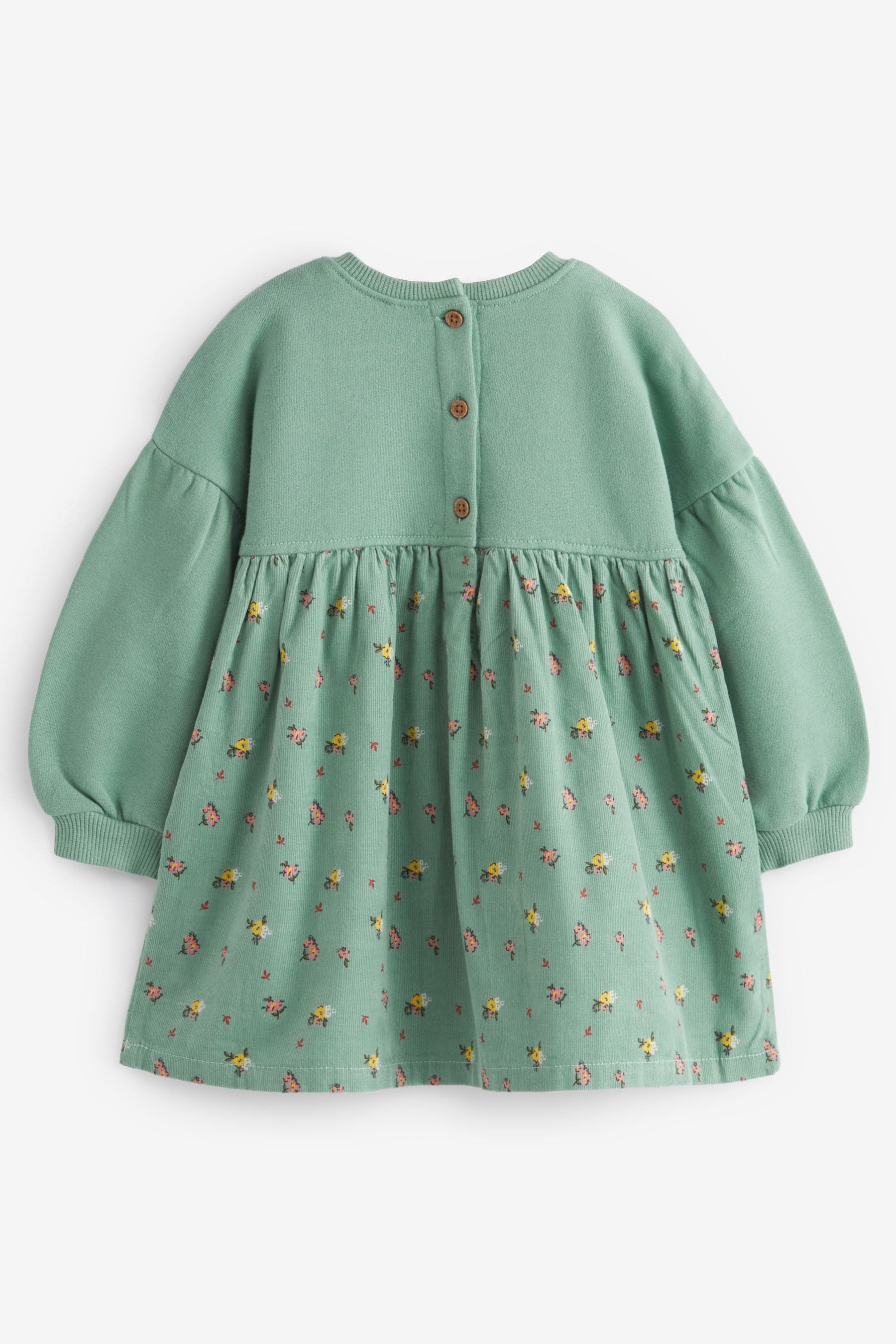 Mint Green Ditsy Cord Printed Raglan Dress (3mths-7yrs)