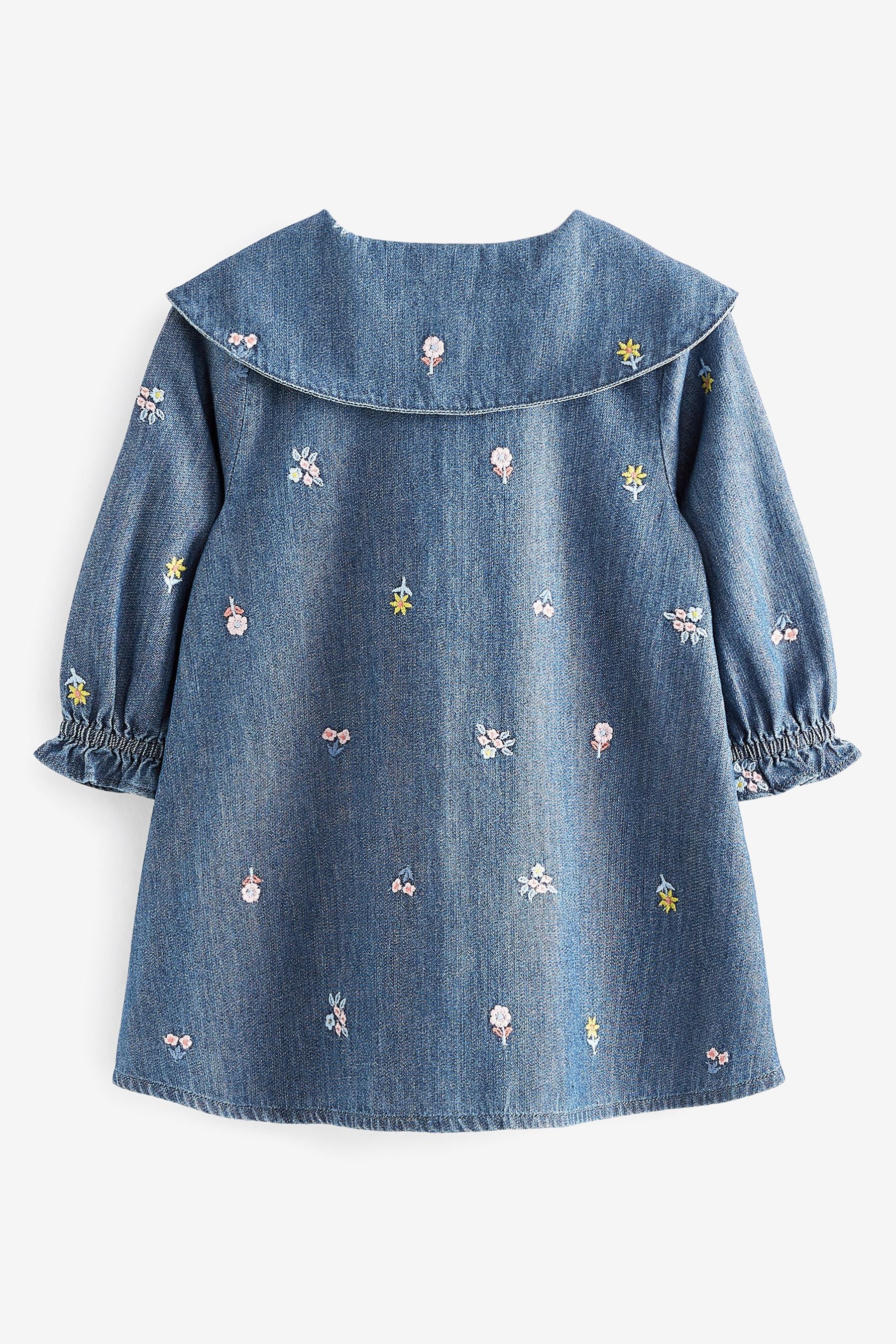 Blue Denim Embroidered Collar Dress (3mths-8yrs)