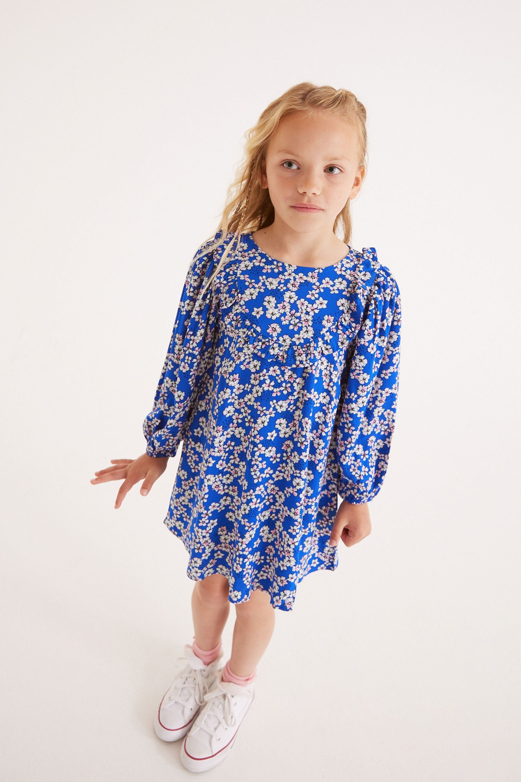 Cobalt Blue Floral Printed Dress (3mths-16yrs)