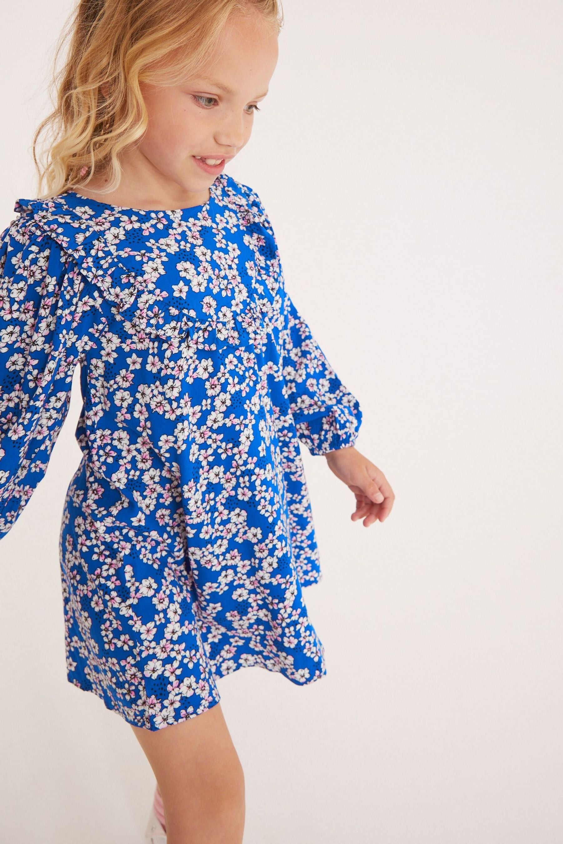 Cobalt Blue Floral Printed Dress (3mths-16yrs)