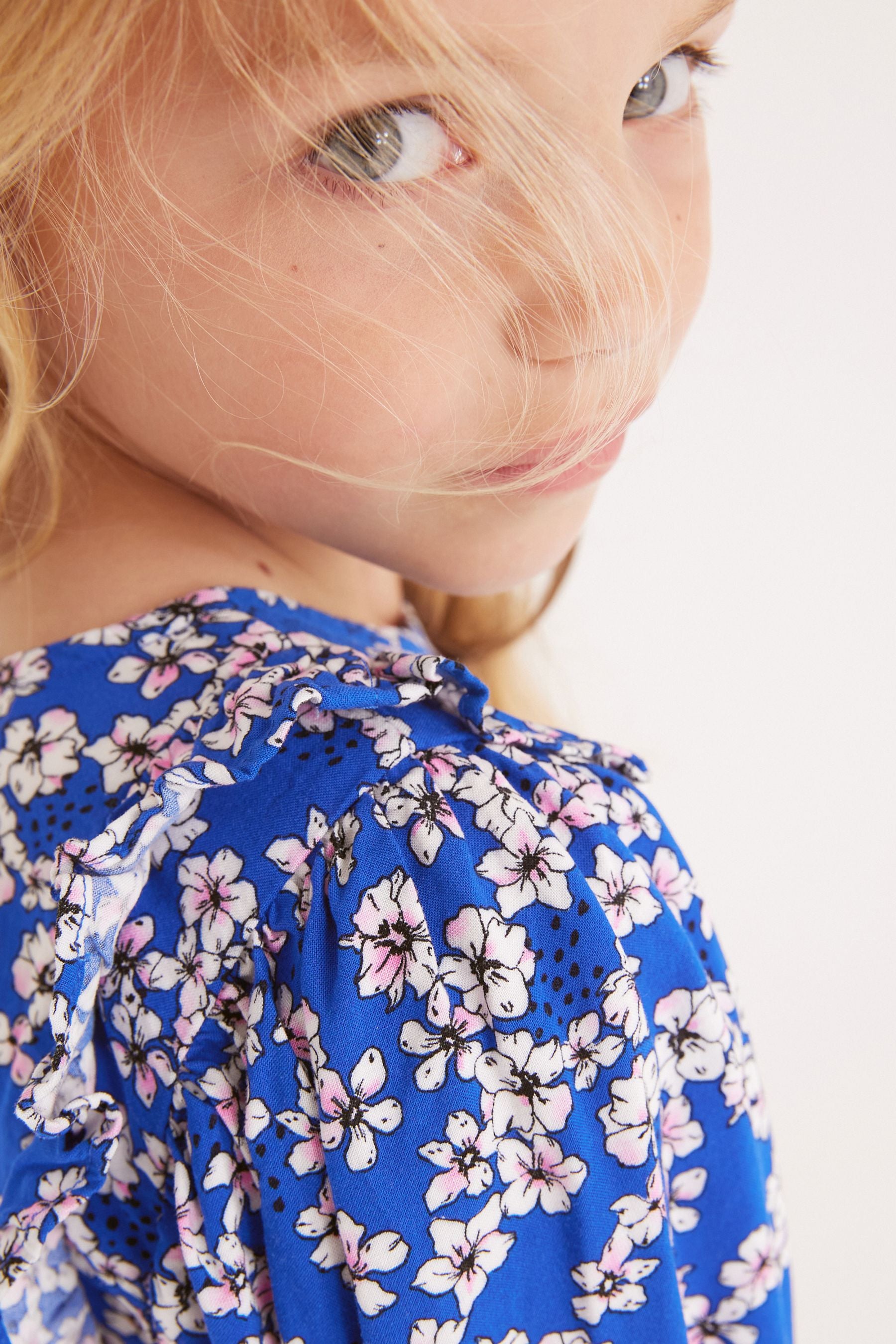 Cobalt Blue Floral Printed Dress (3mths-16yrs)