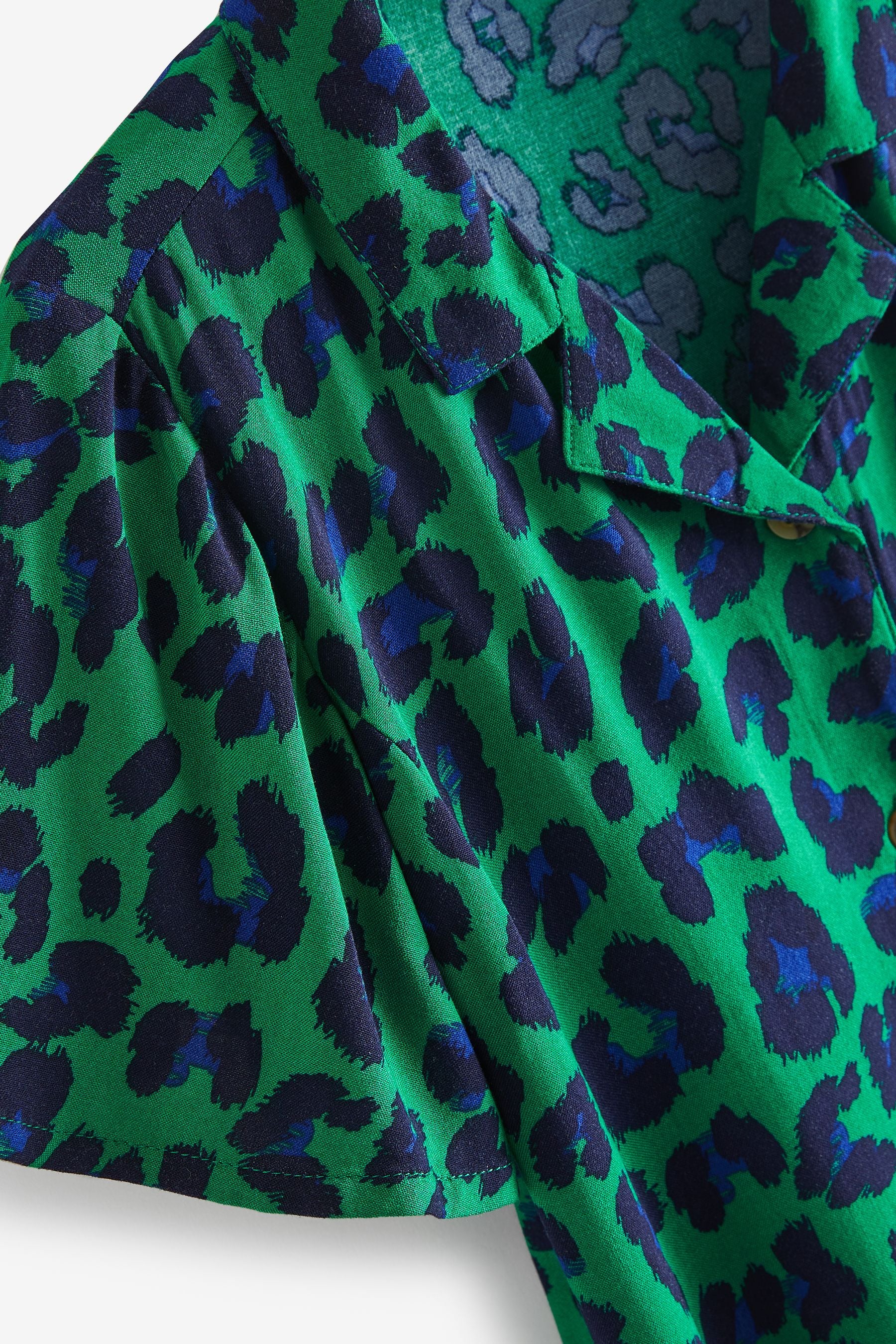 Green Animal Printed Shirt Dress (3-16yrs)