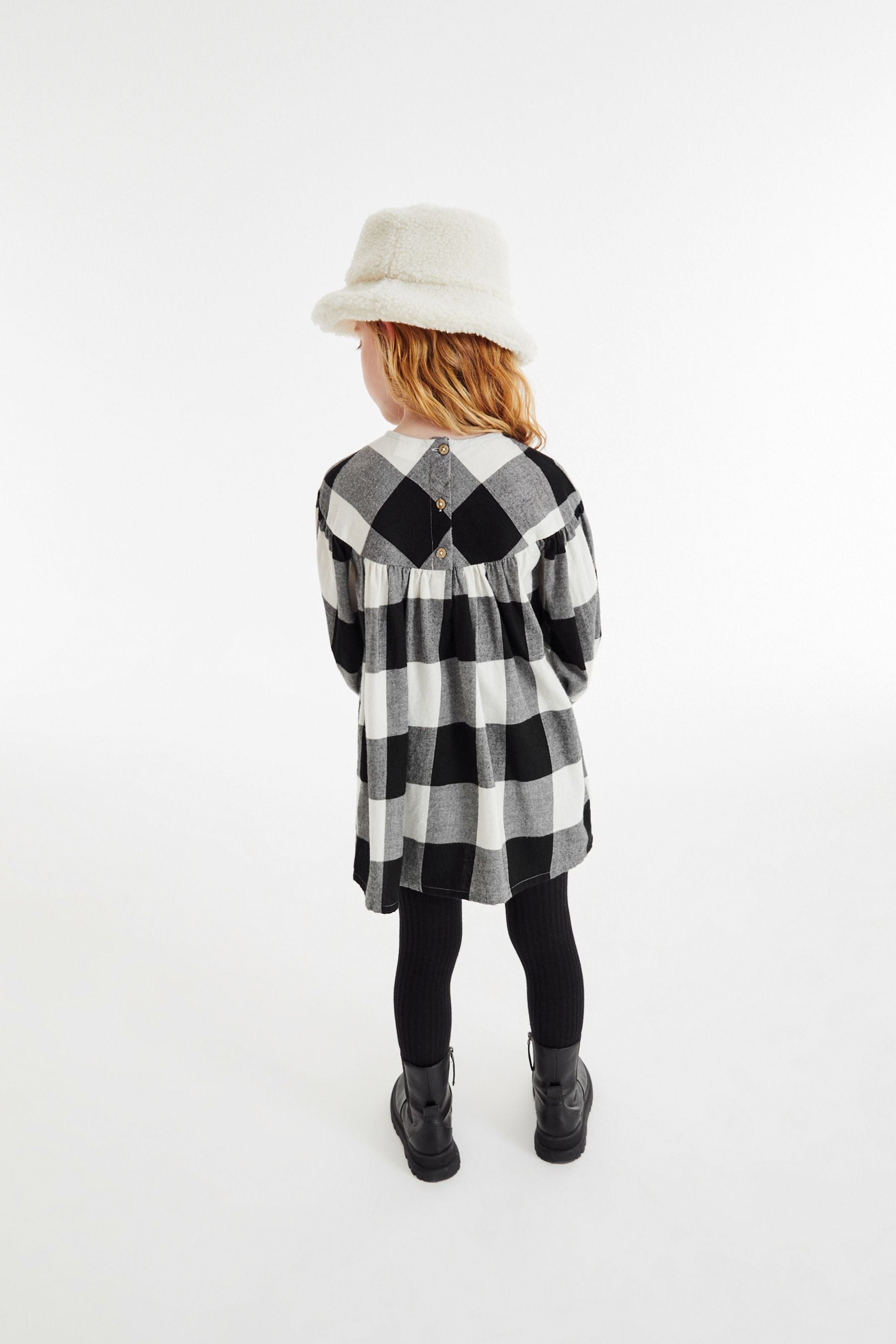 Black/White Check Smock Dress (3-16yrs)