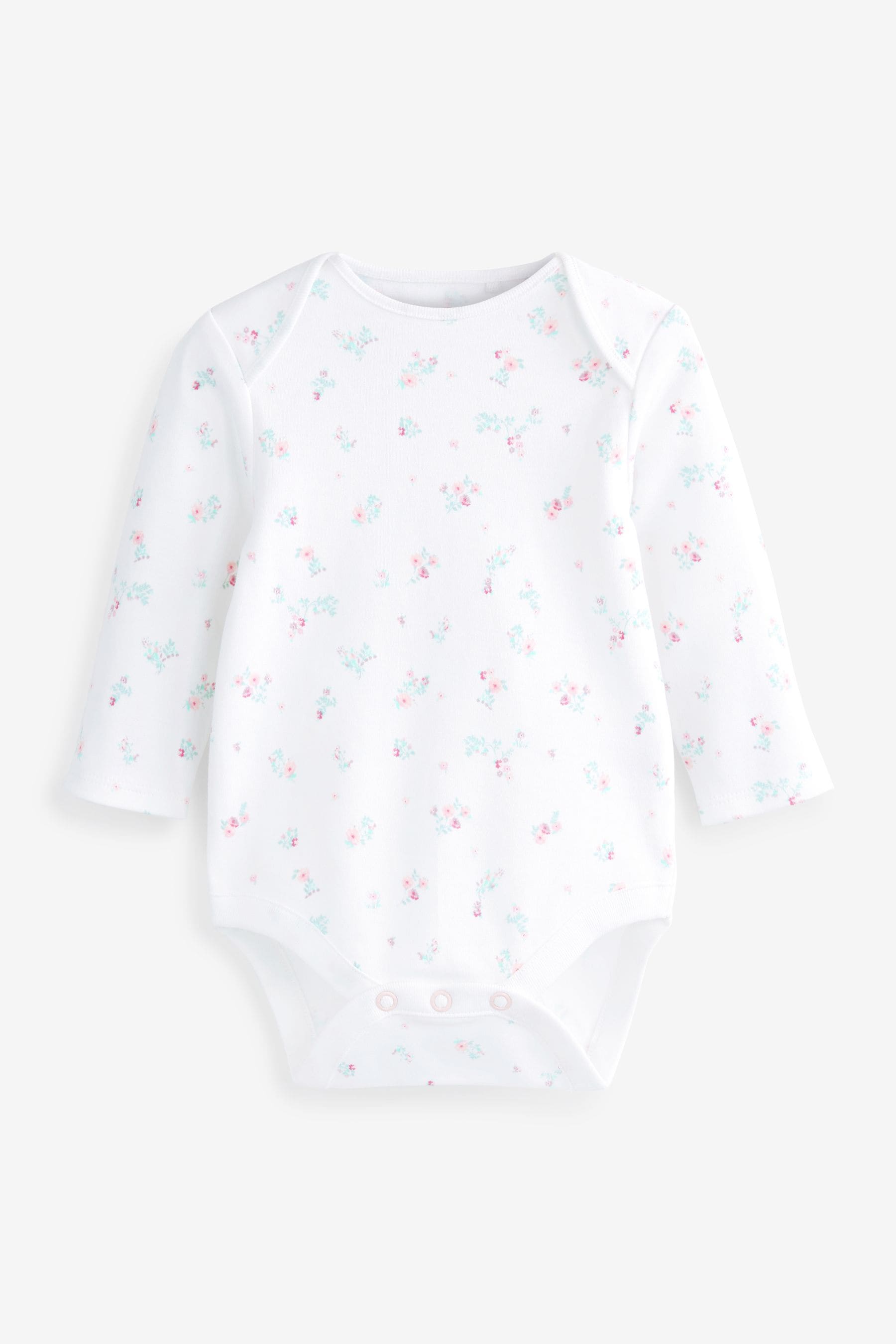 Pink/White Bunny 4 Pack Baby Long Sleeve Bodysuits