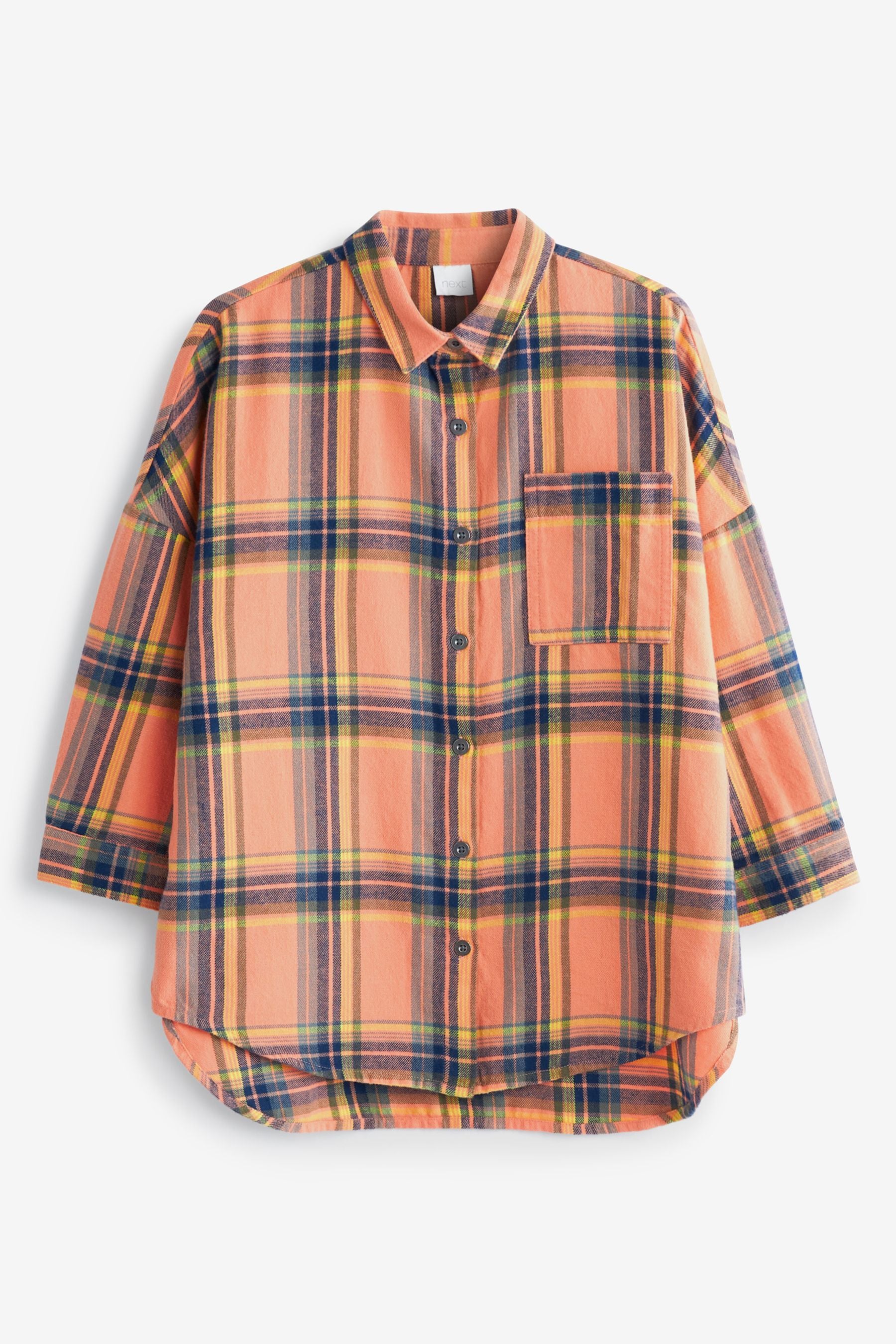 Peach Pink Check Oversized Shirt (3-16yrs)